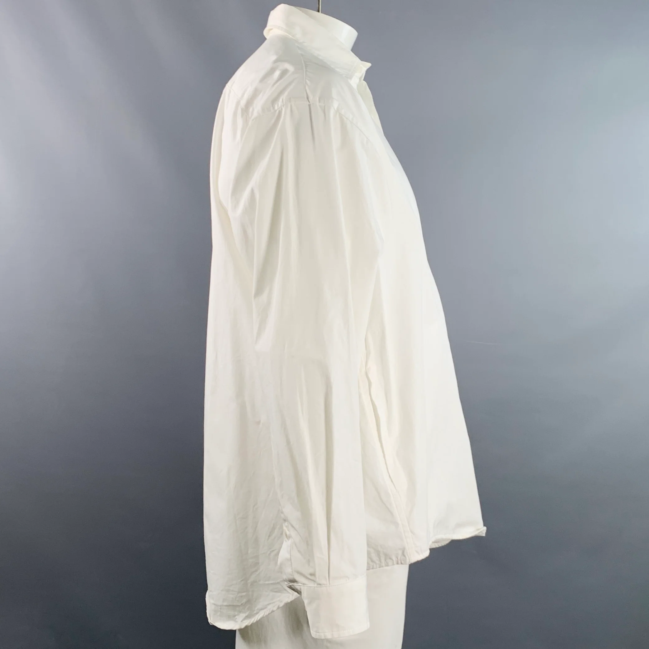 EVISTUB Size L White Cotton Oversized Long Sleeve Shirt - Image 2