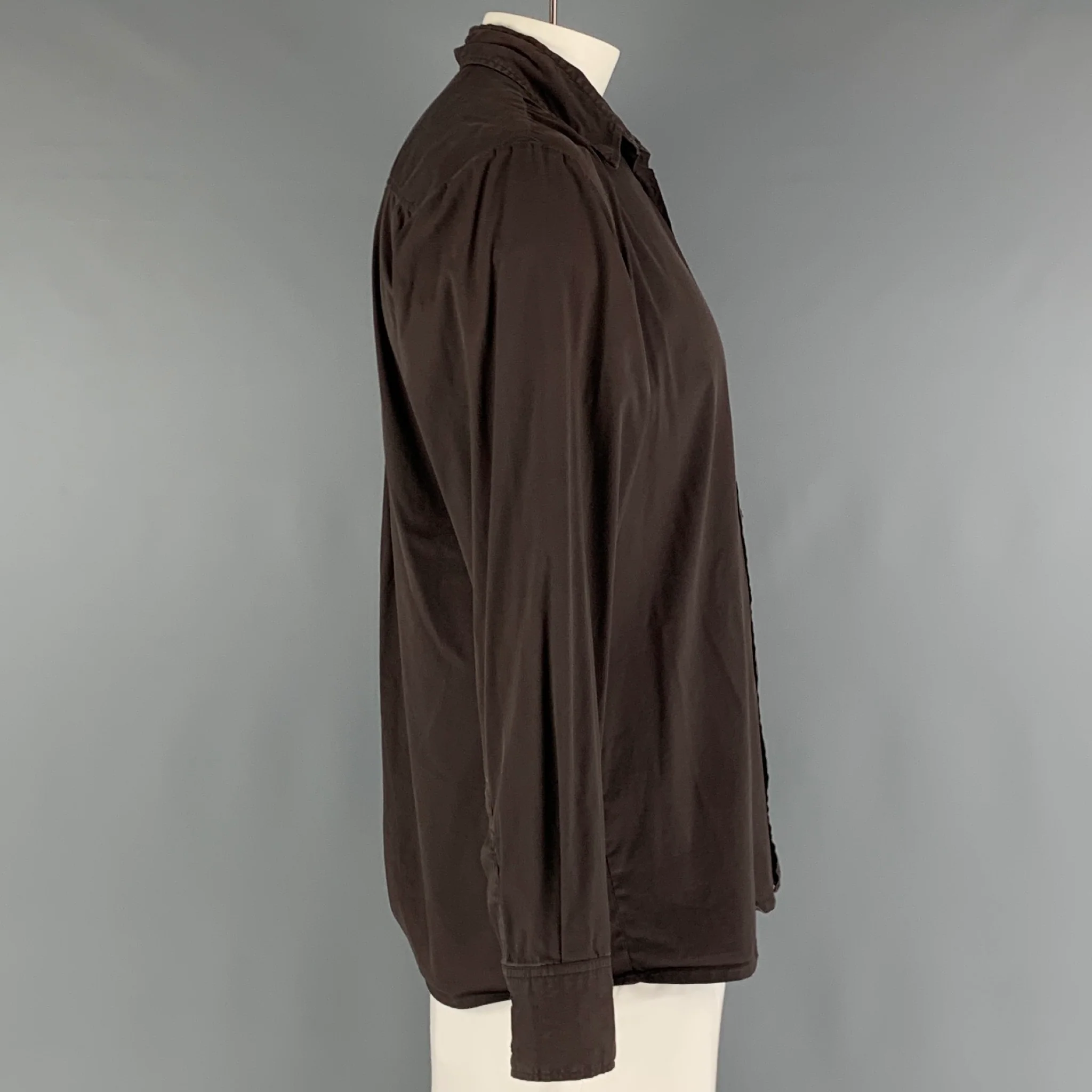 EXTE Size L Brown Stretch Long Sleeve Shirt - Image 2