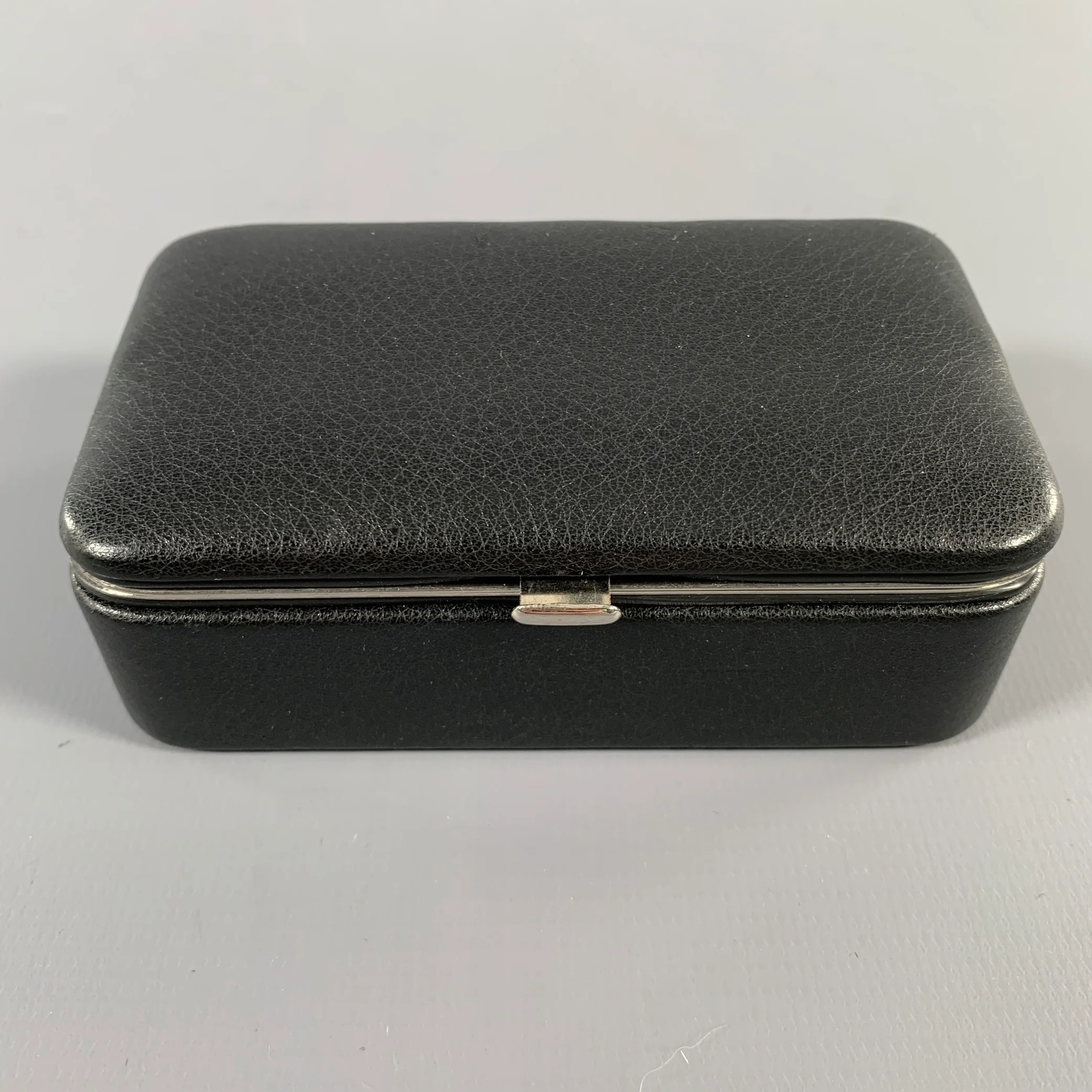 F.HAMMANN Black Silver Leather Jewelry Case Bag