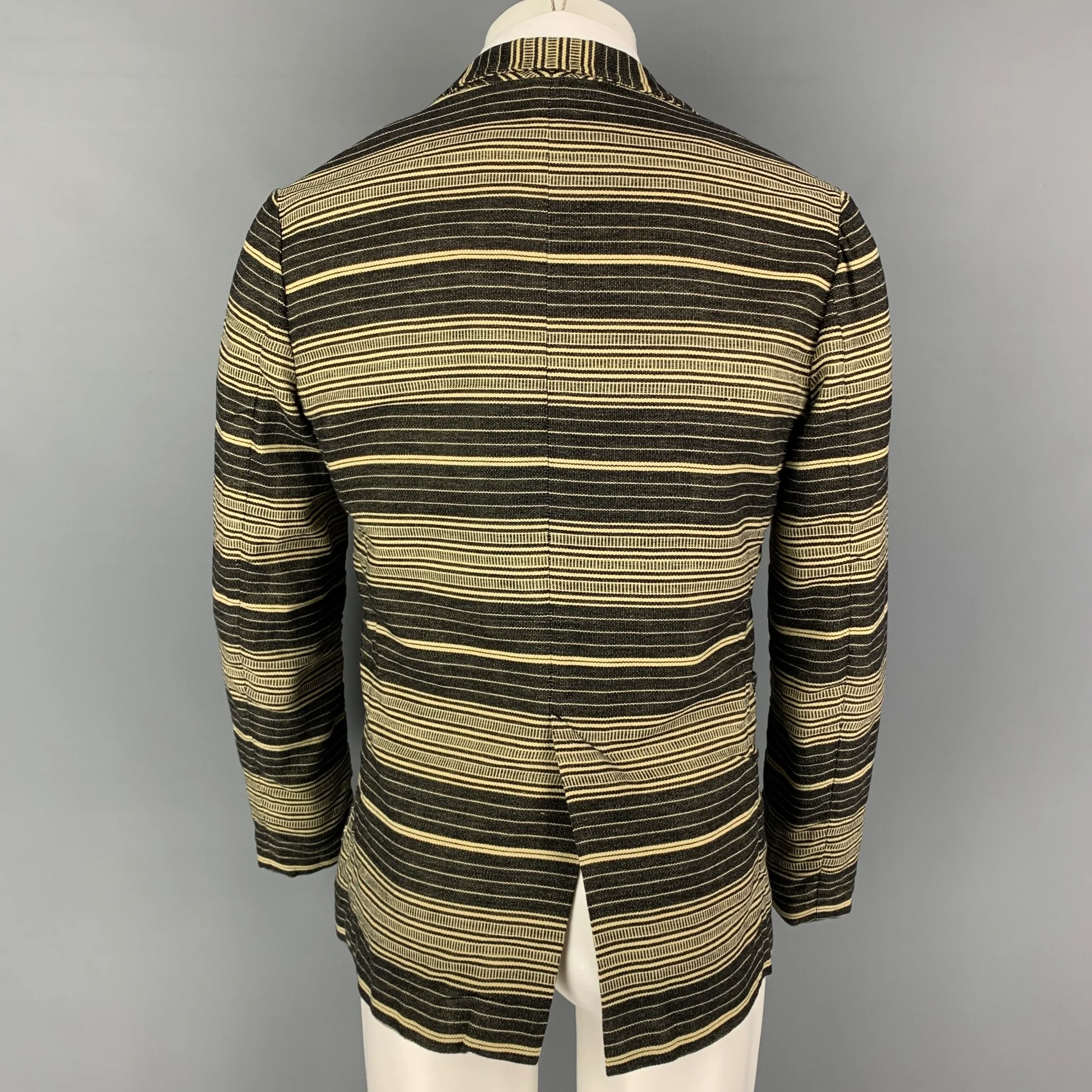 F.S.C. Size S Black Cream Stripe Cotton Notch Lapel Sport Coat - Image 3