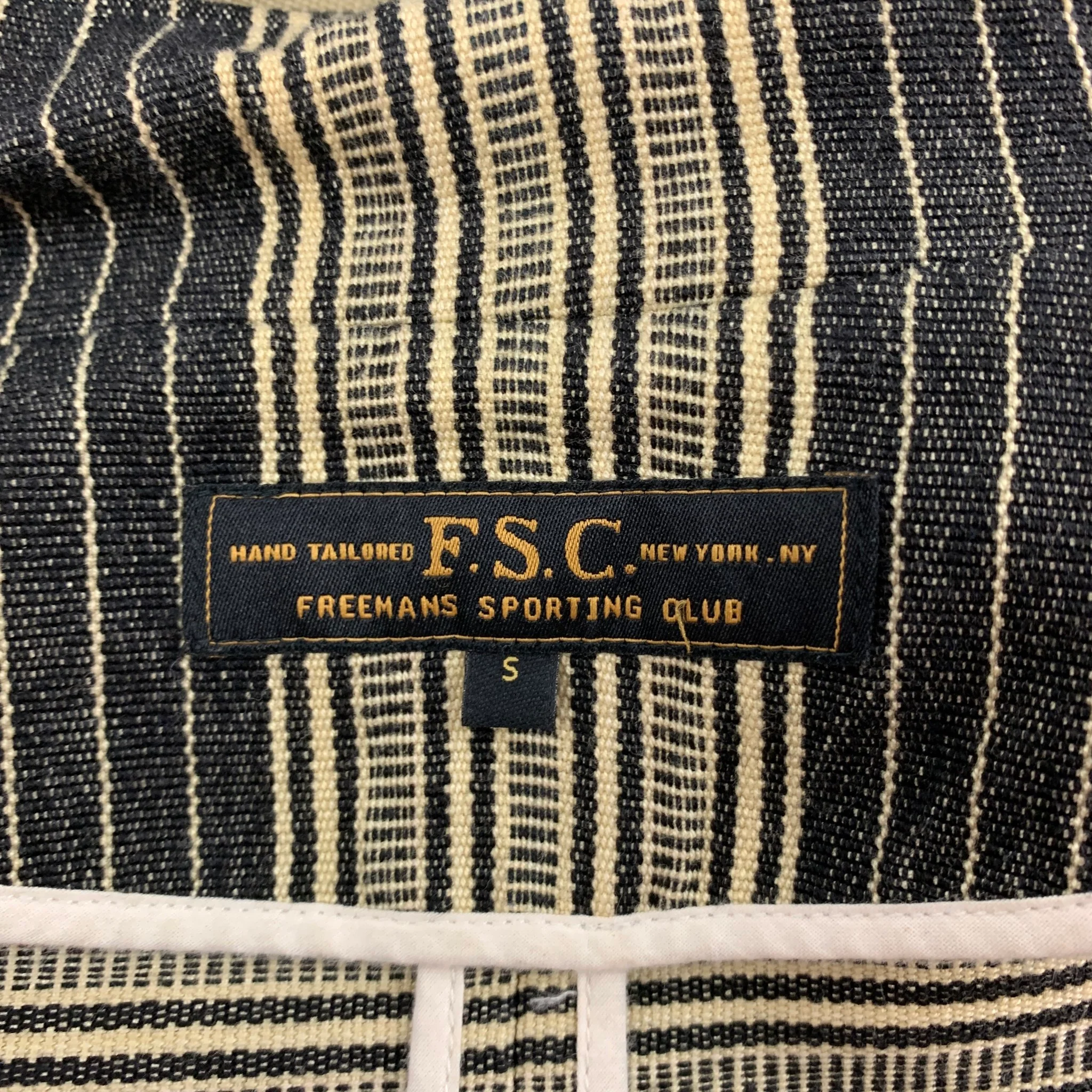 F.S.C. Size S Black Cream Stripe Cotton Notch Lapel Sport Coat - Image 6