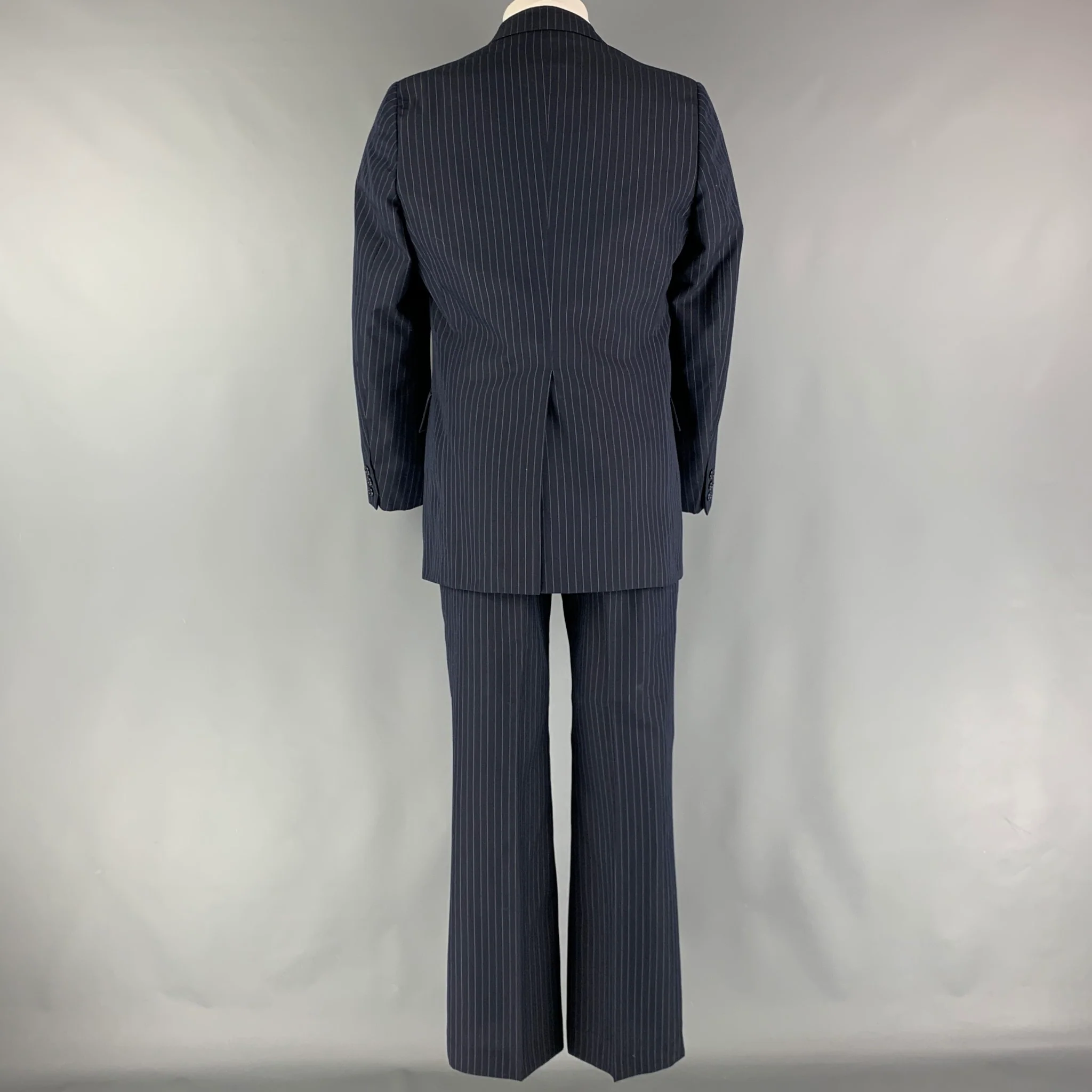 FABERGE Size 40 Navy Cream Pinstripe Single breasted 32 30 Suit - Image 4
