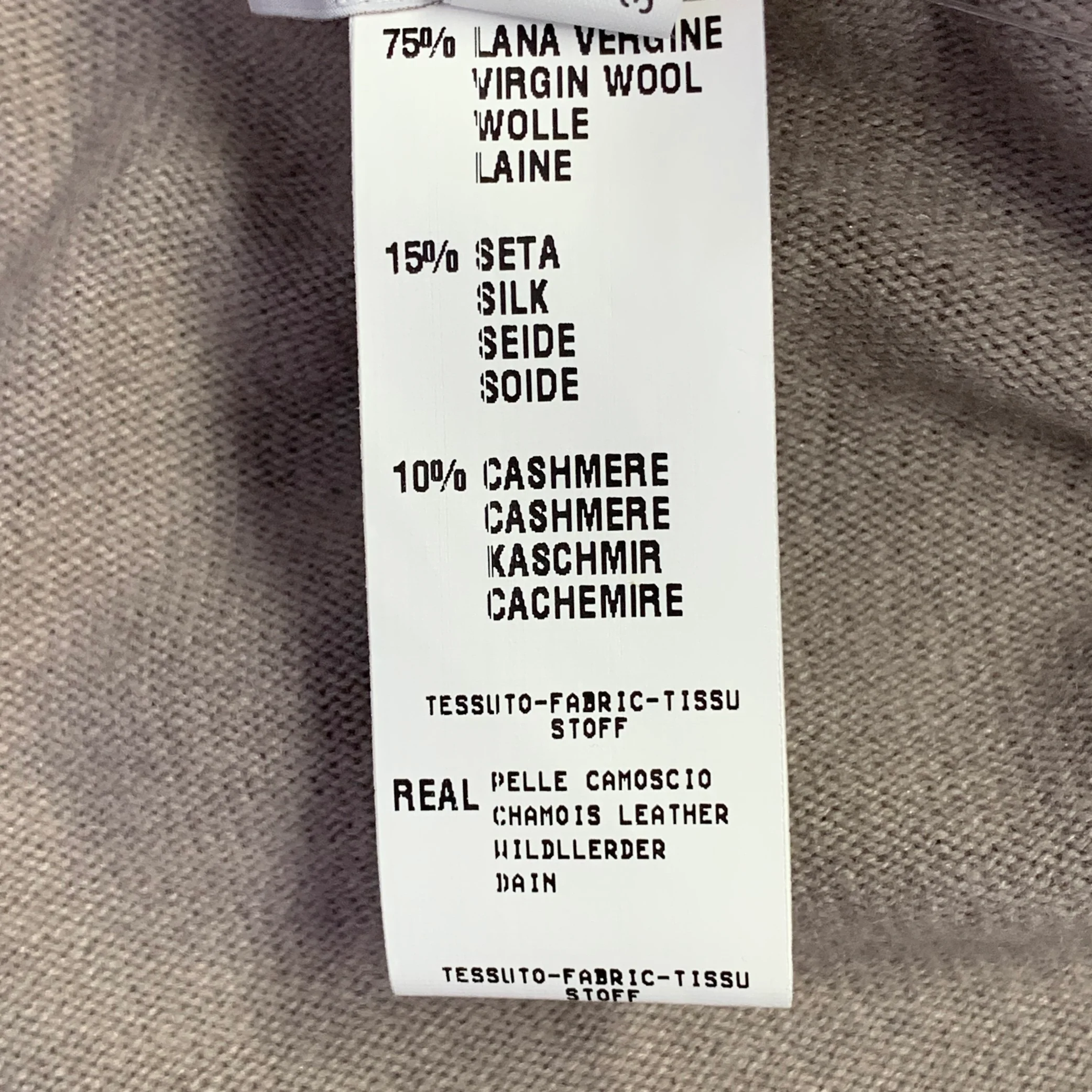 FABIANA FILIPPI Size S Brown Taupe Virgin Wool Blend Suede Mixed Fabrics Belted Cardigan - Image 5