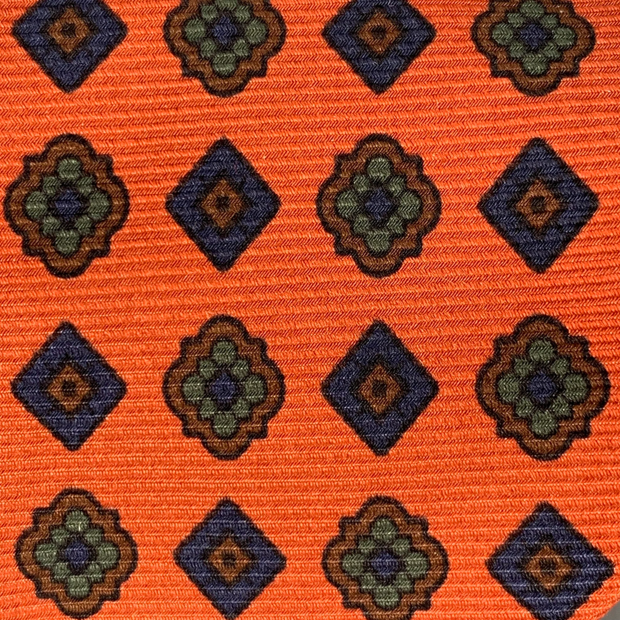 FACONNABLE Navy Brick Abstract Silk Tie - Image 2