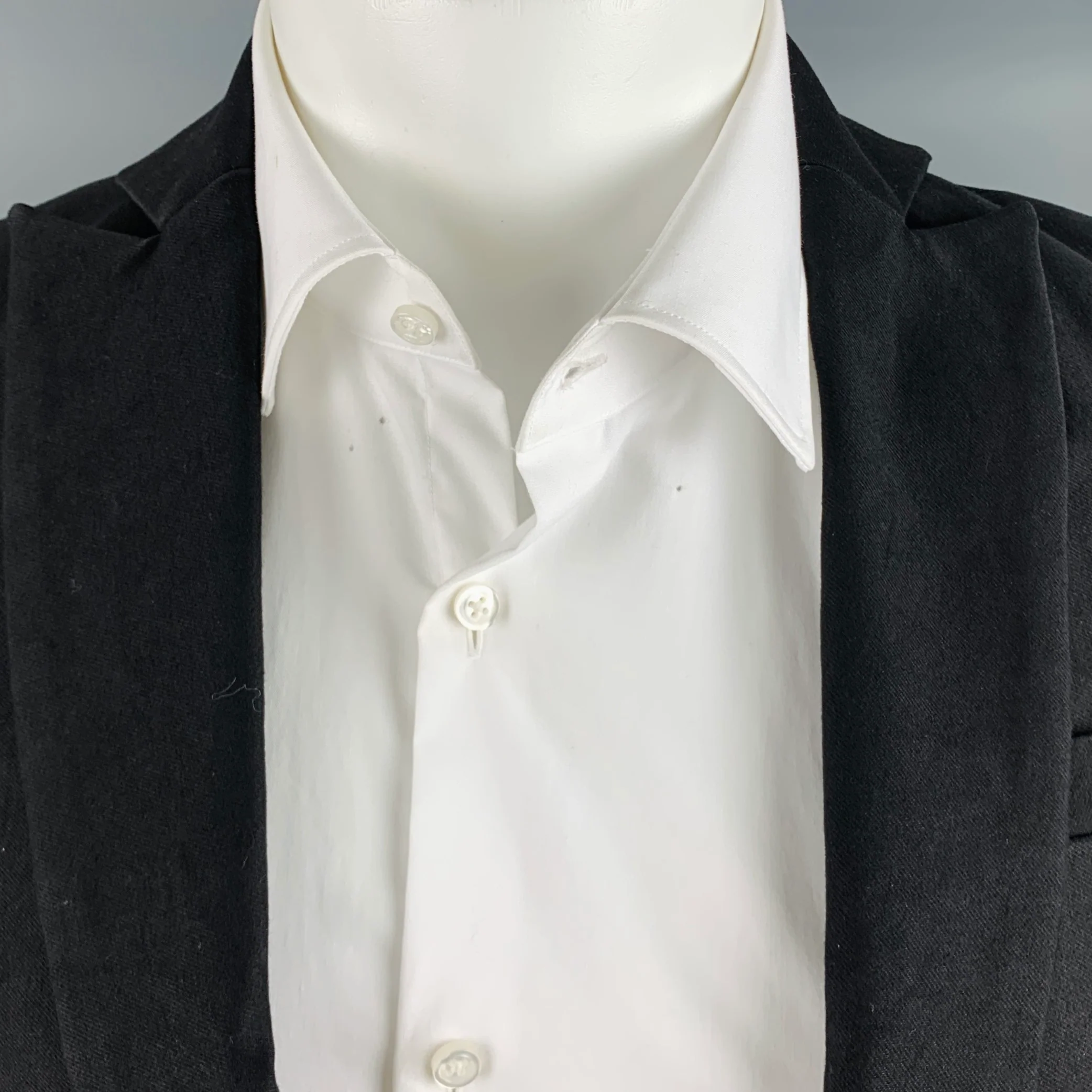 FACTOTUM Size 36 Black Cotton Blend Single Button Jacket - Image 2