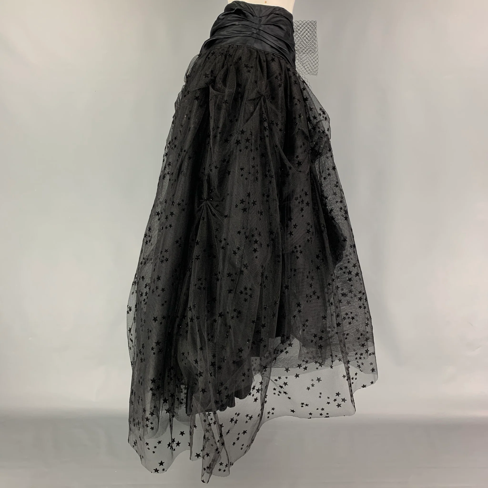 FAITH CONNEXION Size 6 Black Viscose Stars Long Skirt - Image 3