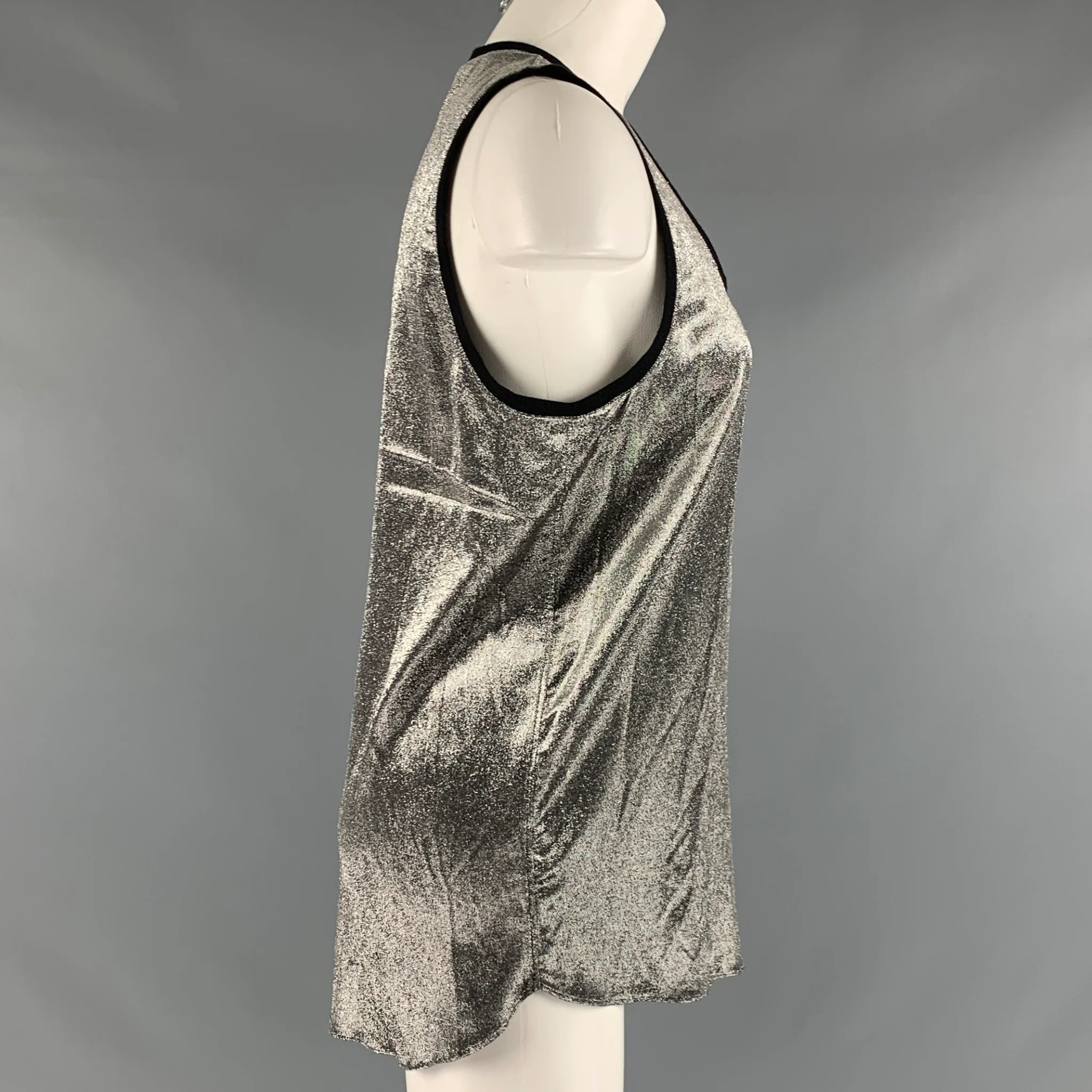 FAITH CONNEXION Size S Silver Metallic Silk Blend Tank Top - Image 2