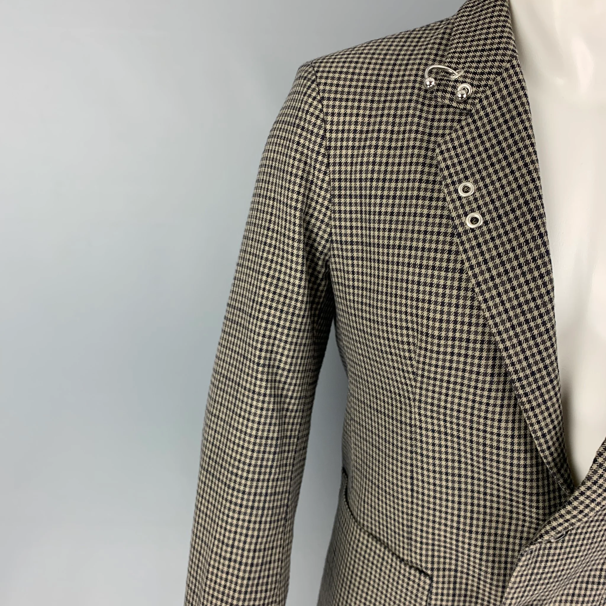 FAITH CONNEXION Size XS Brown Taupe Houndstooth Cotton Jacket - Image 3