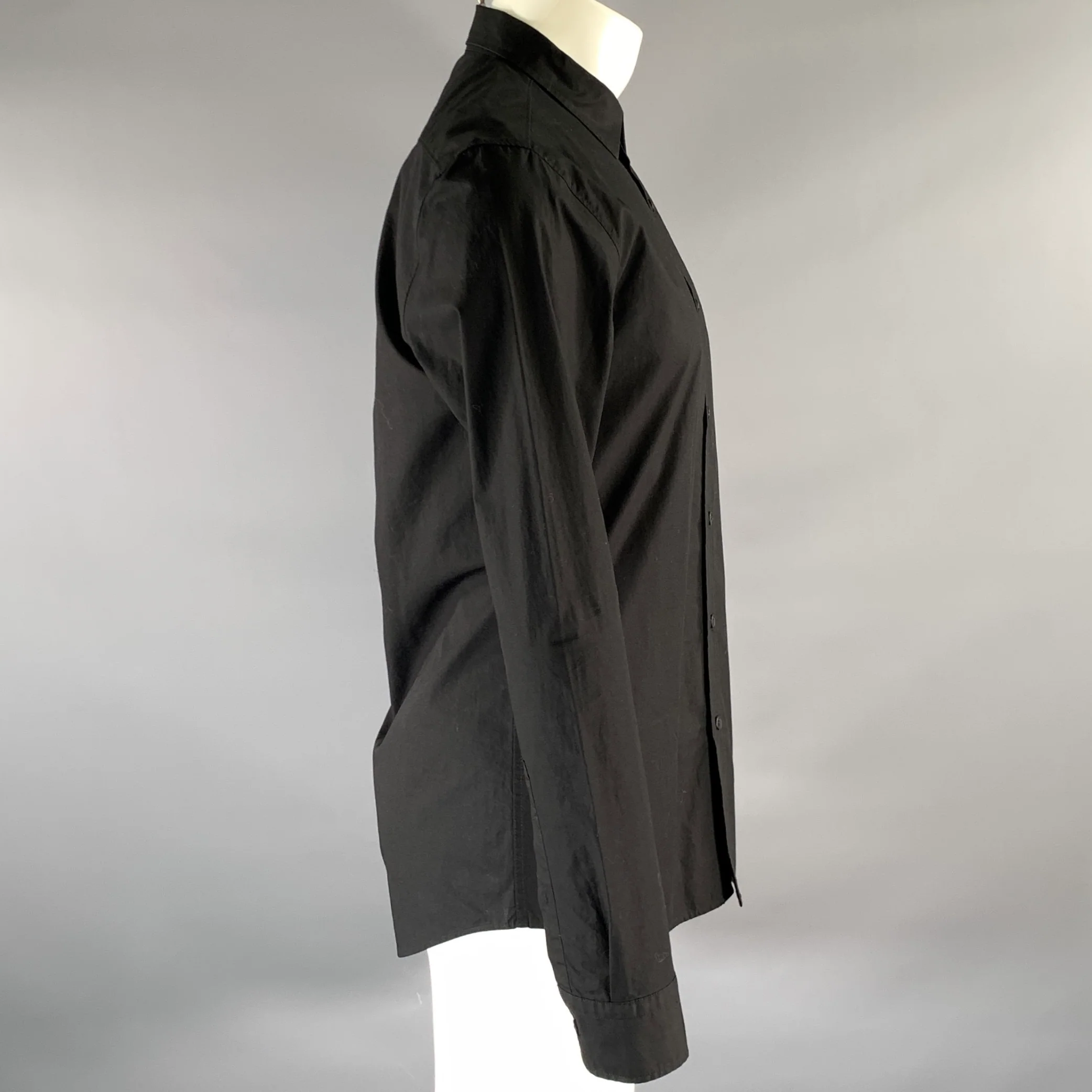 FARAH Size M Black Gold Cotton Button Up Long Sleeve Shirt - Image 3