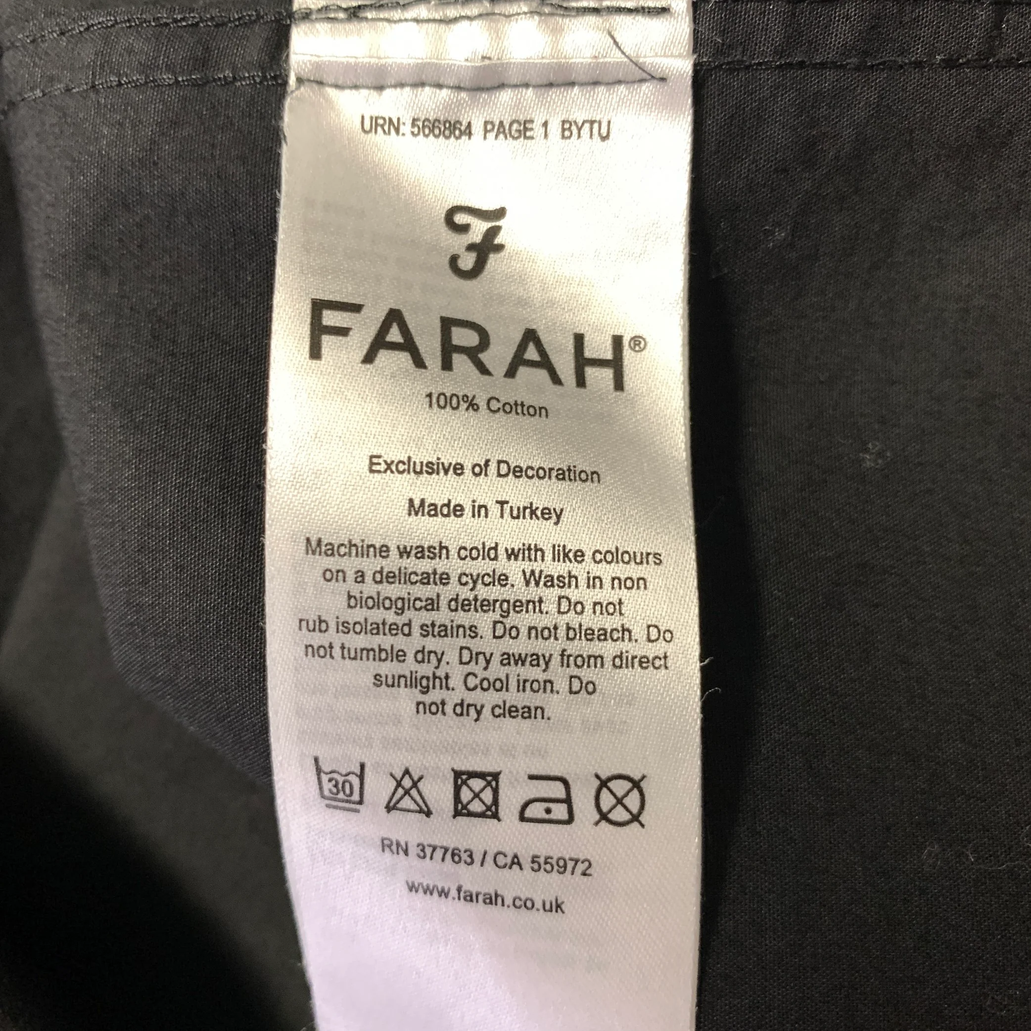 FARAH Size M Black Gold Cotton Button Up Long Sleeve Shirt - Image 6