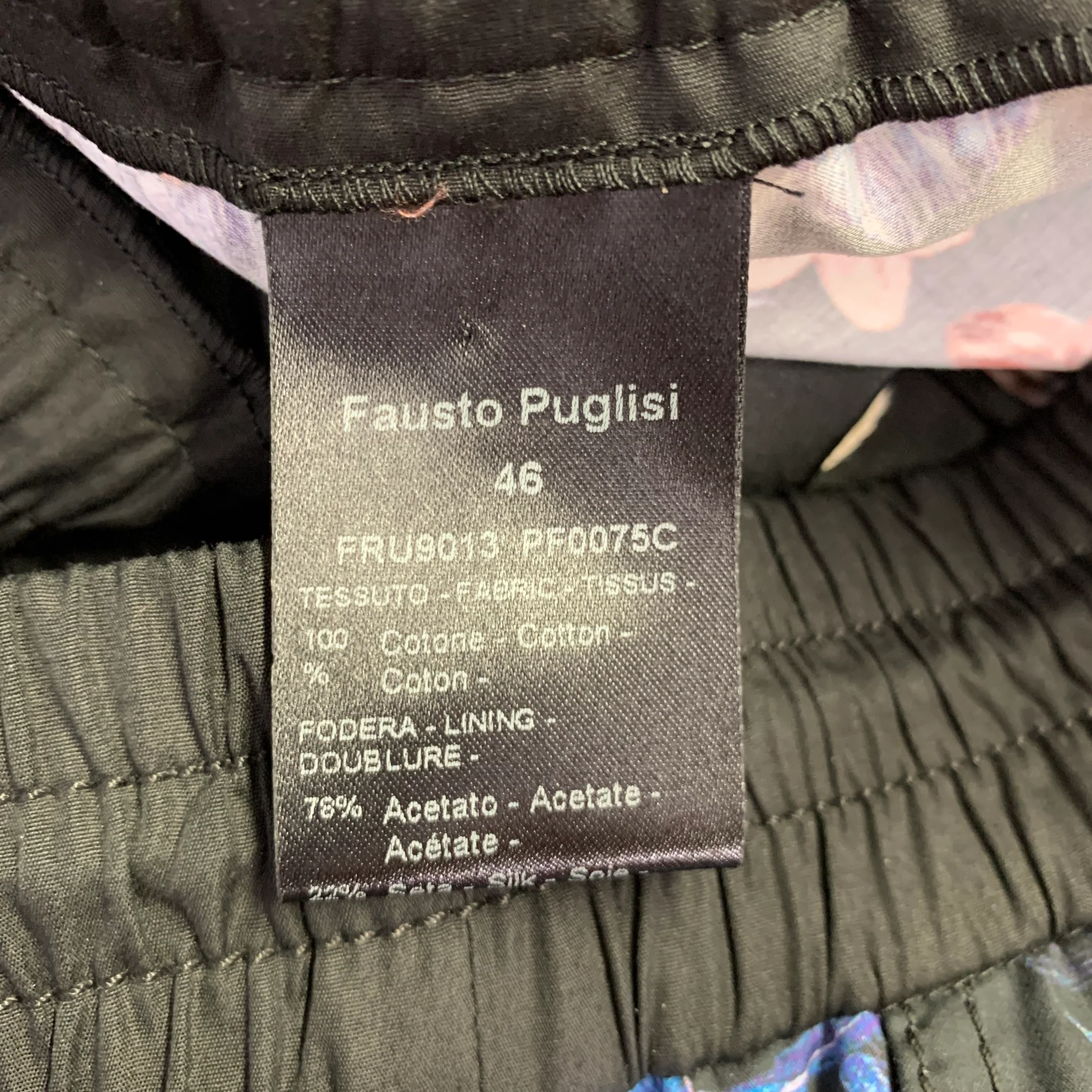 FAUSTO PUGLISI Size 30 Black Blue Orange Floral Cotton Shorts - Image 4