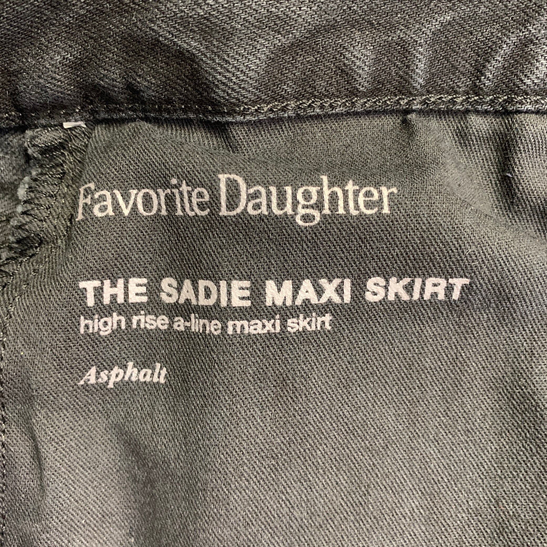 FAVORITE DAUGHTER Size 25 The Sadie Black Denim Twill Button Fly Midi Skirt - Image 6