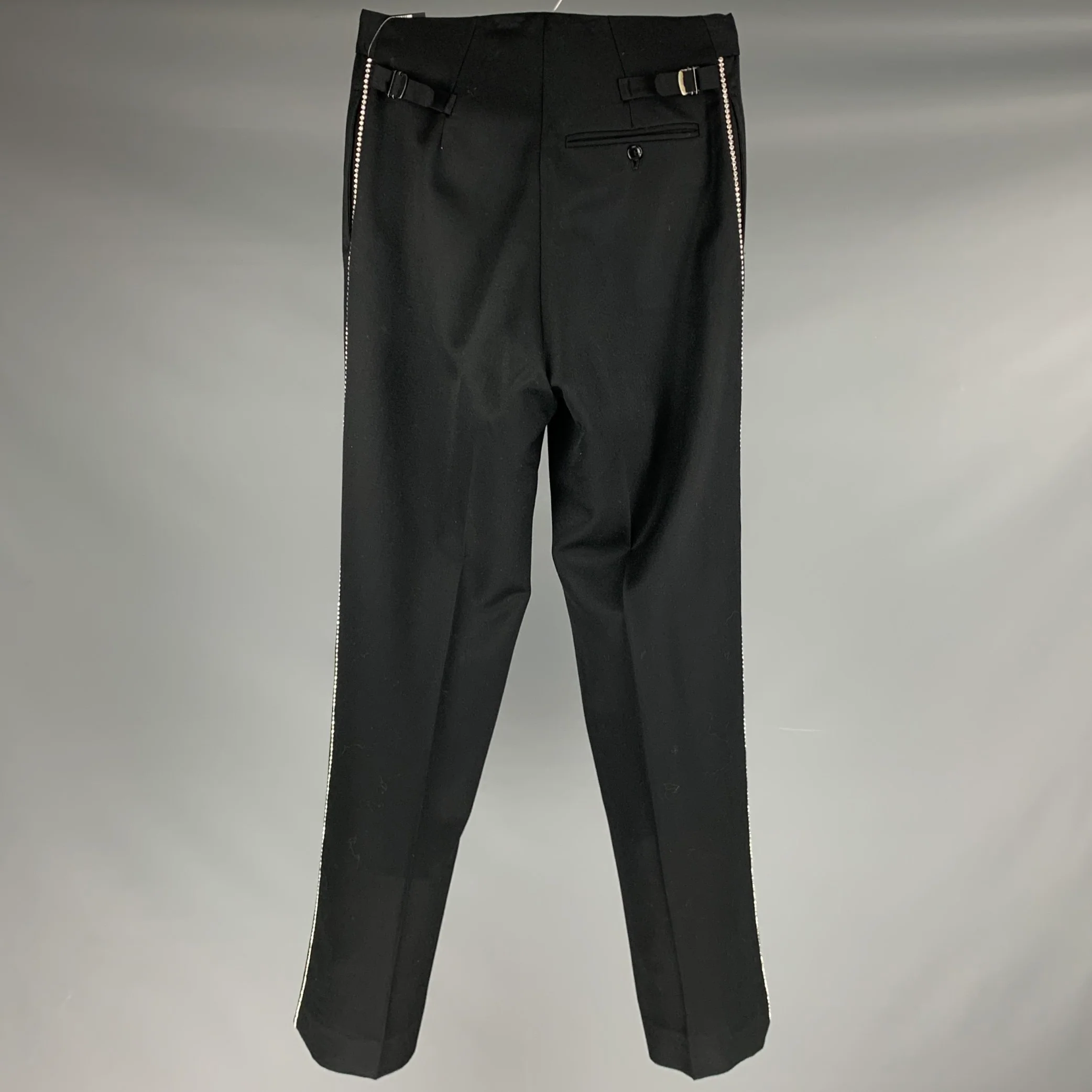 FAVOURBROOK Size 28 Black Rhinestone Embellishment Wool Pleated Dress Pants - Image 2