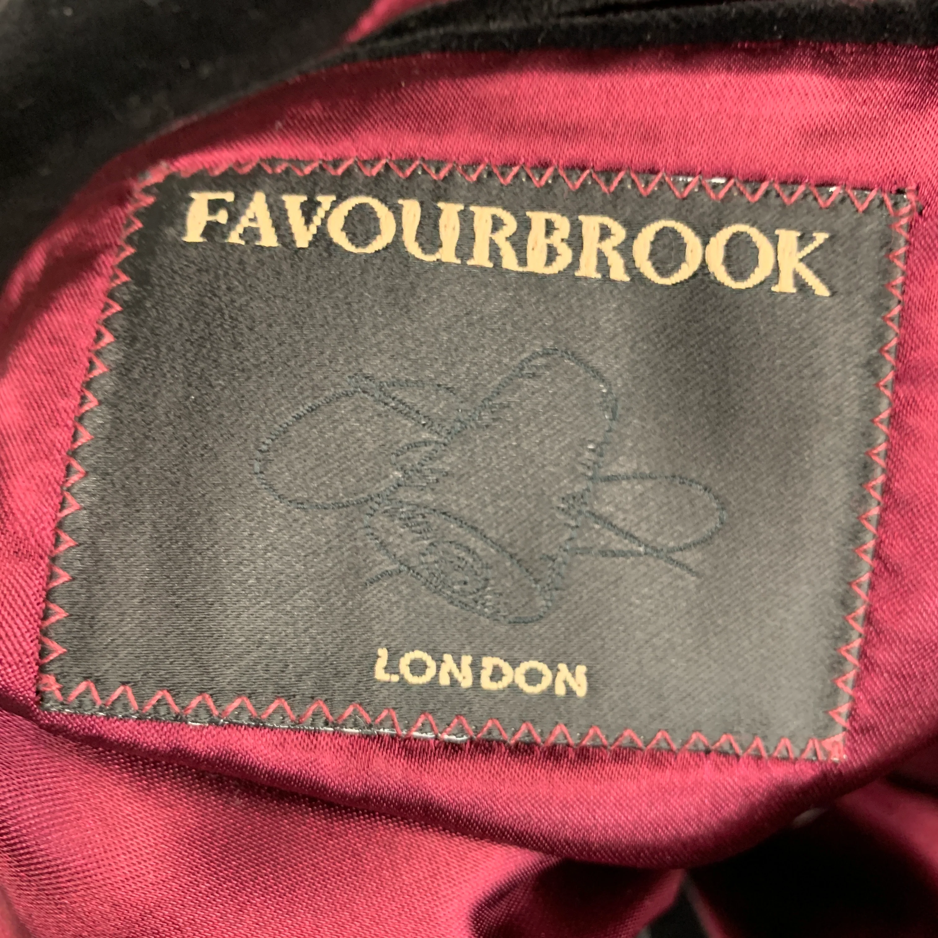 FAVOURBROOK Size 40 -Liam- Black Velvet Cotton Embroidered Nehru Collar Jacket - Image 5