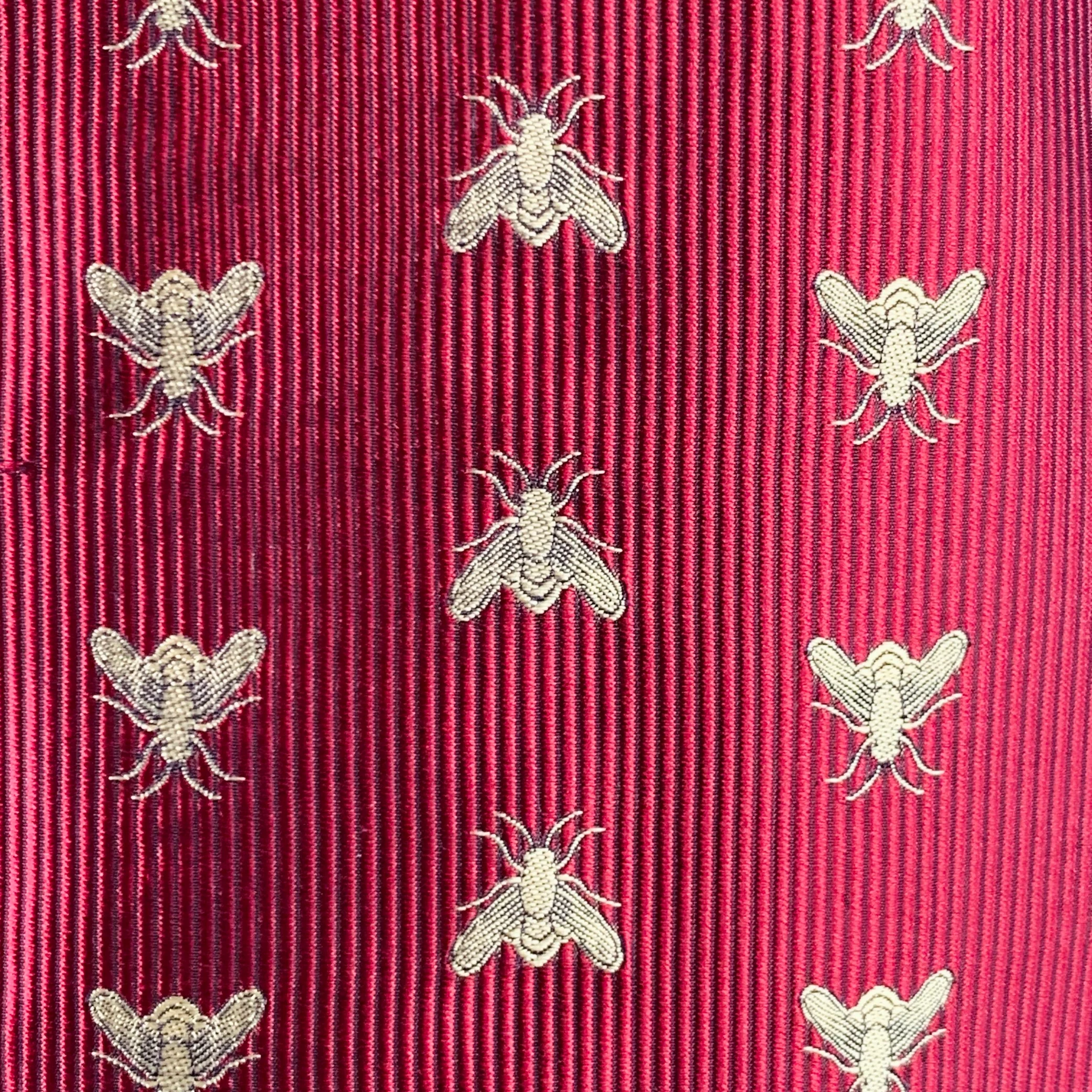 FAVOURBROOK Size 44 Burgundy Gold Embroidered Bees Silk Classic V-Neck Vest - Image 2
