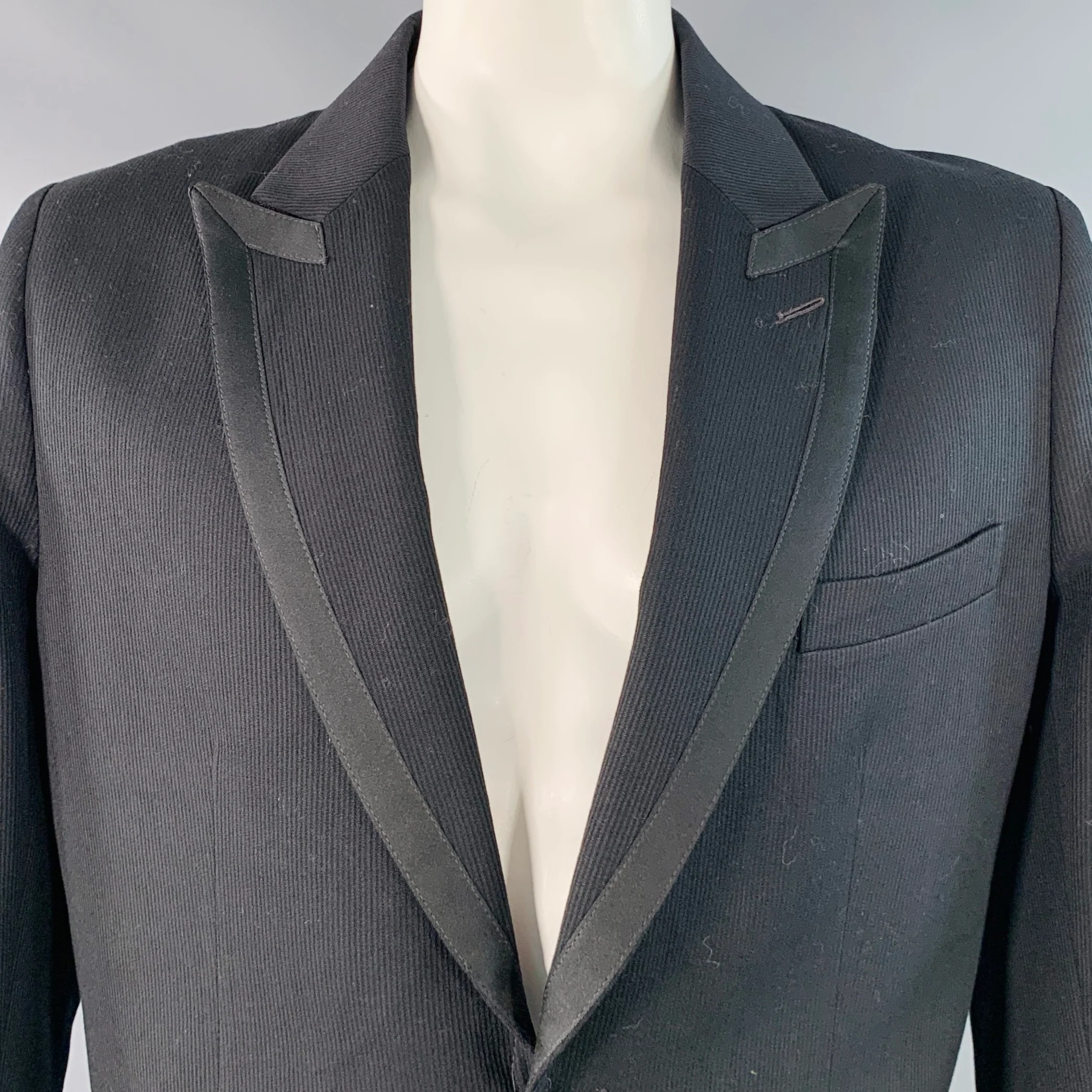 FAVOURBROOK Size 46 Black Wool Peak Lapel Morning Coat - Image 2