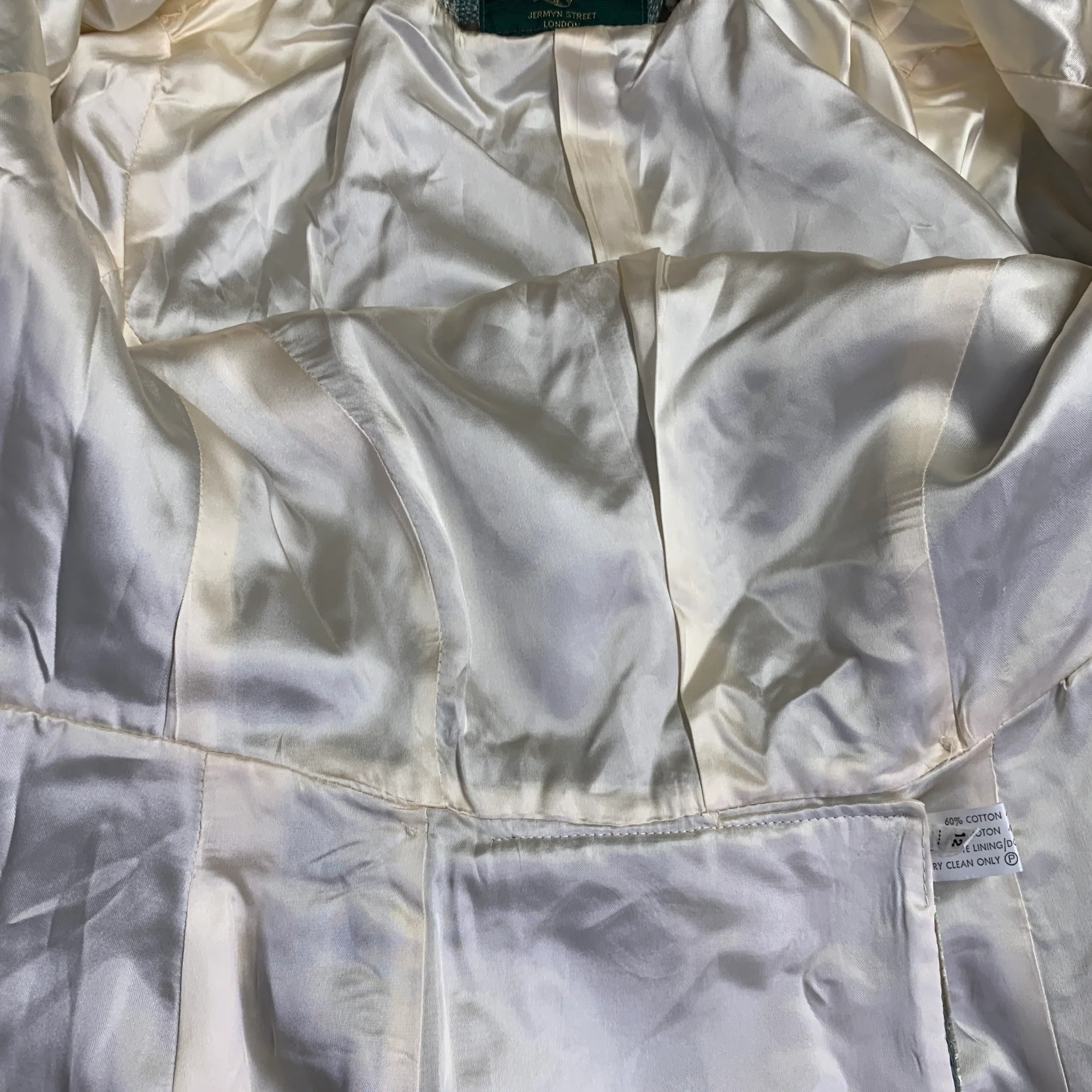 FAVOURBROOK Size 8 Blue Olive Velvet Jacquard Peak Lapel Coat - Image 6