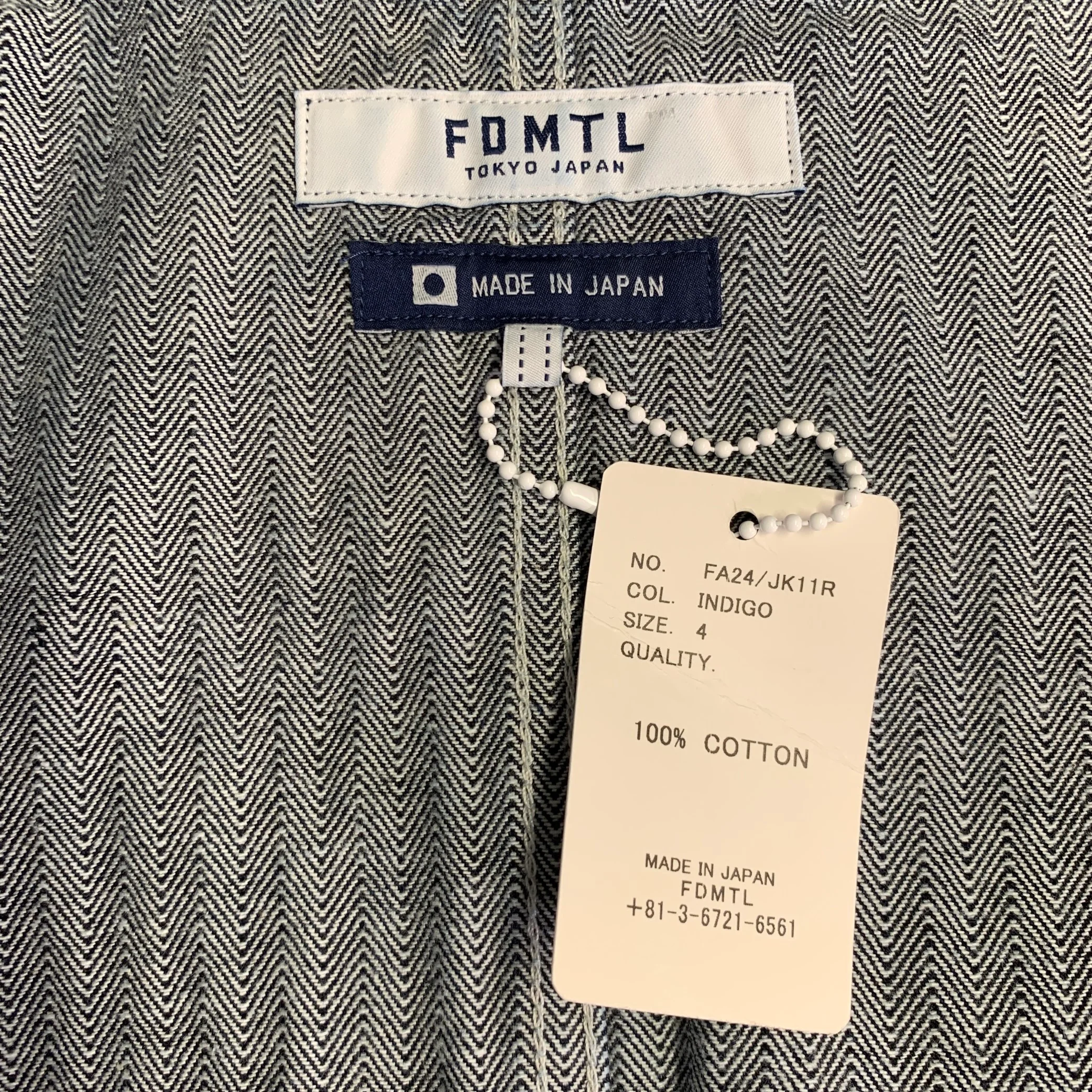 FDMTL Size L Indigo White Sashiko Patchwork Cotton Chore Jacket - Image 6