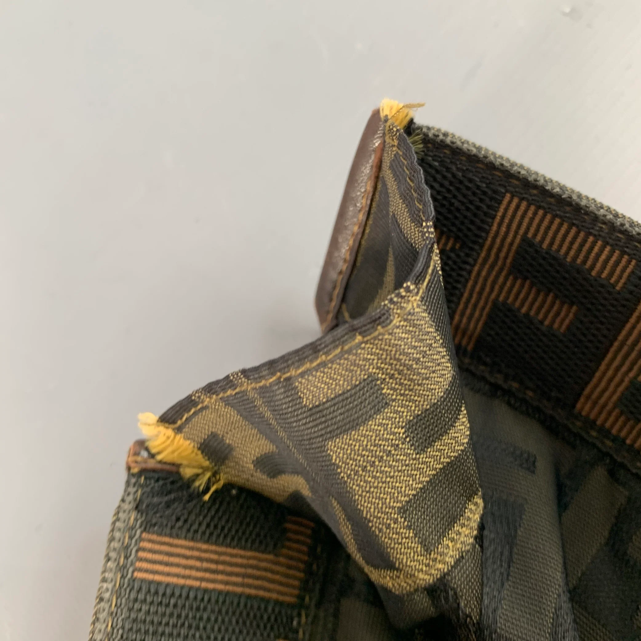 FENDI Brown Beige Monogram Nylon Foldable Tote Handbag - Image 8