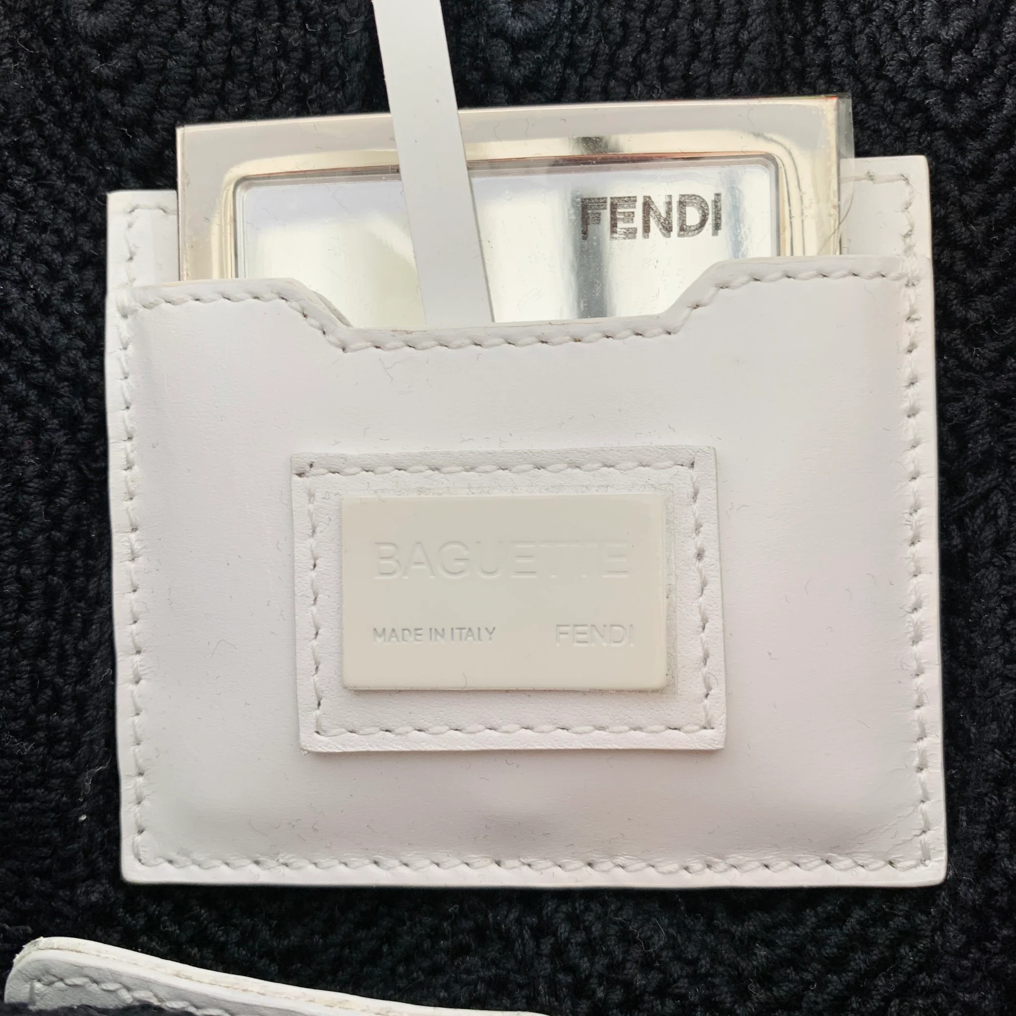 FENDI Rare Multi Color White Sequined Paillettes Leather Baguette Handbag - Image 6