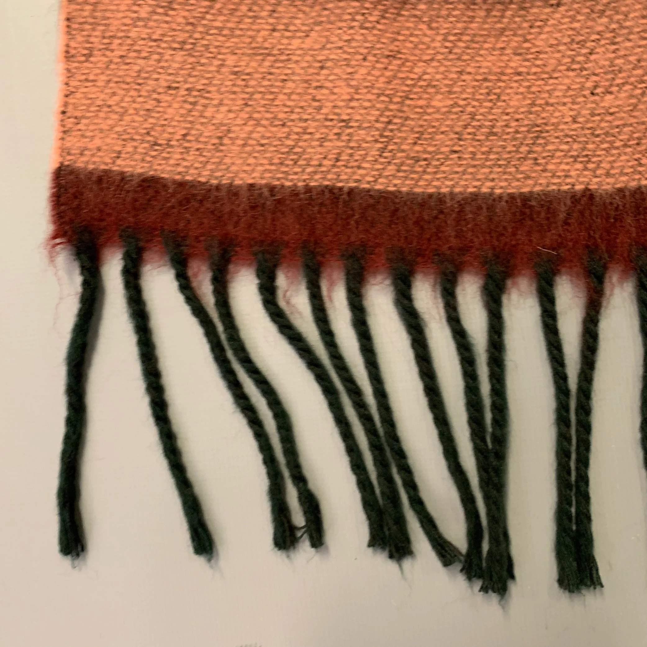 FENDI Red Pink Stripe Acrylic Fringe Scarf Shawl - Image 3