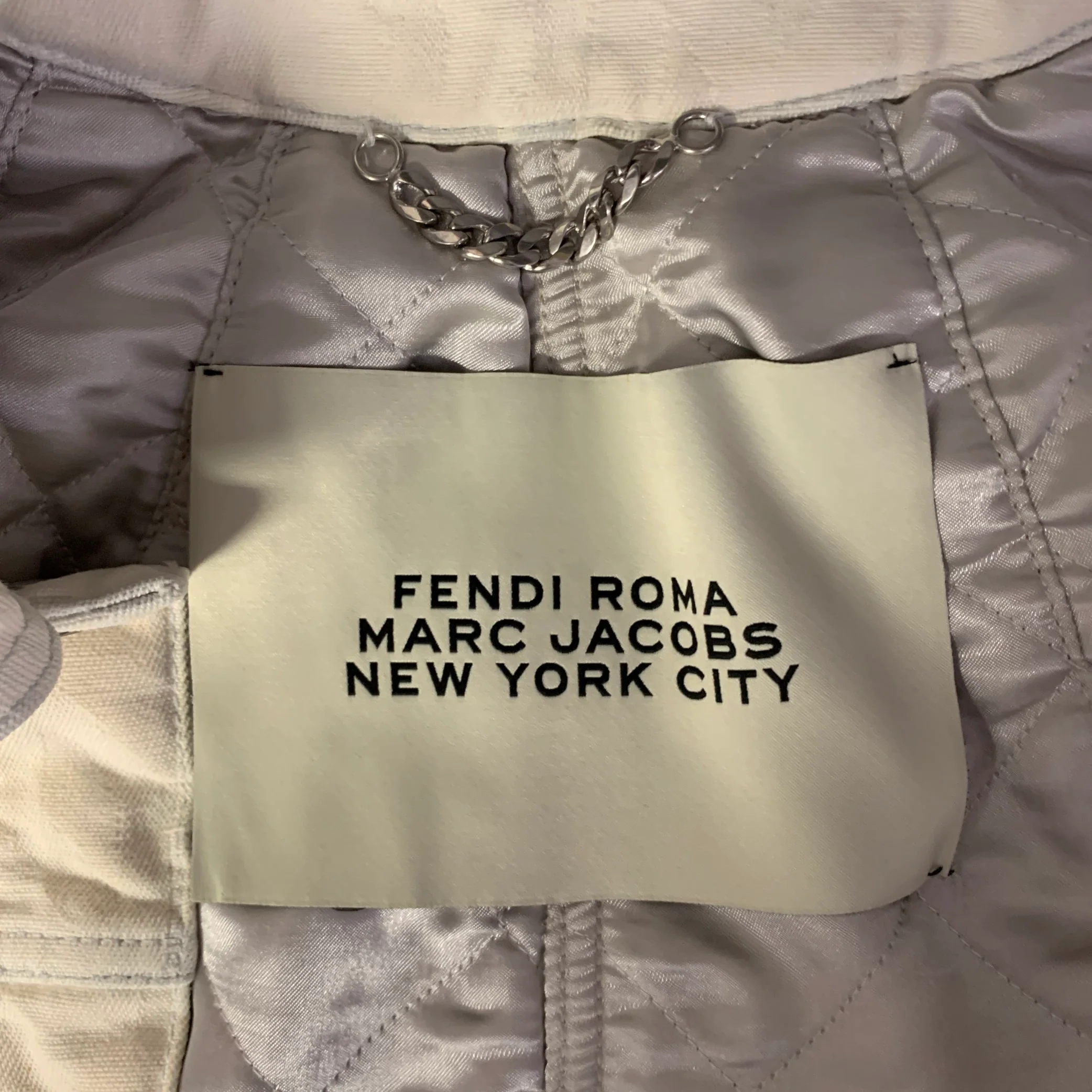 FENDI Size 0 Cream Silver Cotton Monogram Trucker Jacket - Image 10