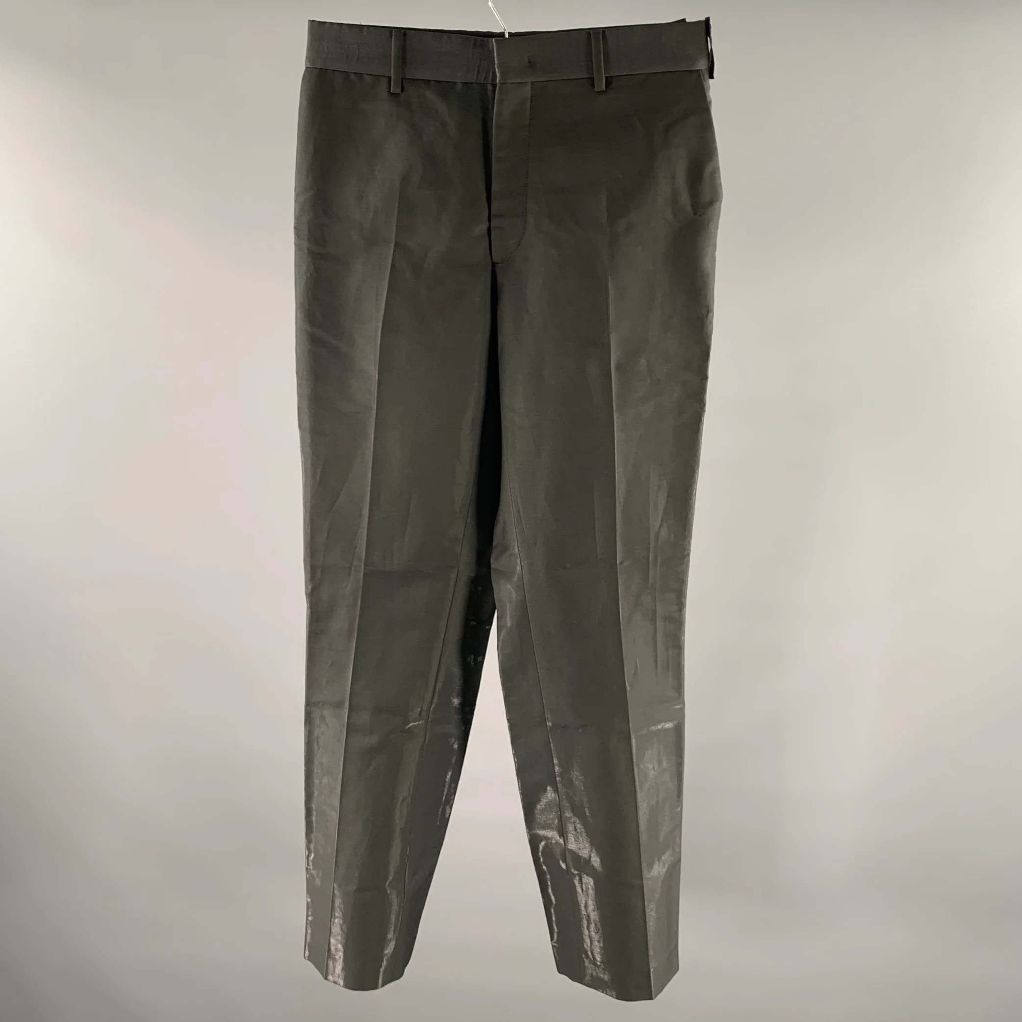 FENDI Size 29 Grey Silver Shimmery Wool Blend Straight Pants