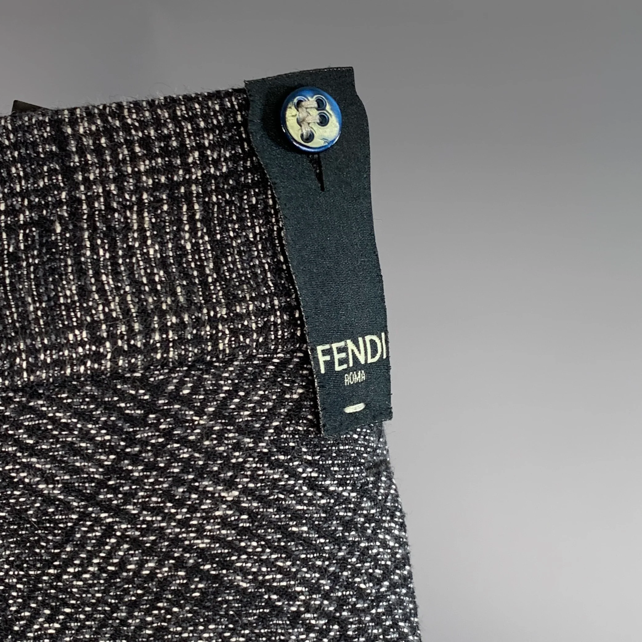 FENDI Size 30 Black Grey Glenplaid Cotton Wool Flat Front Dress Pants - Image 3