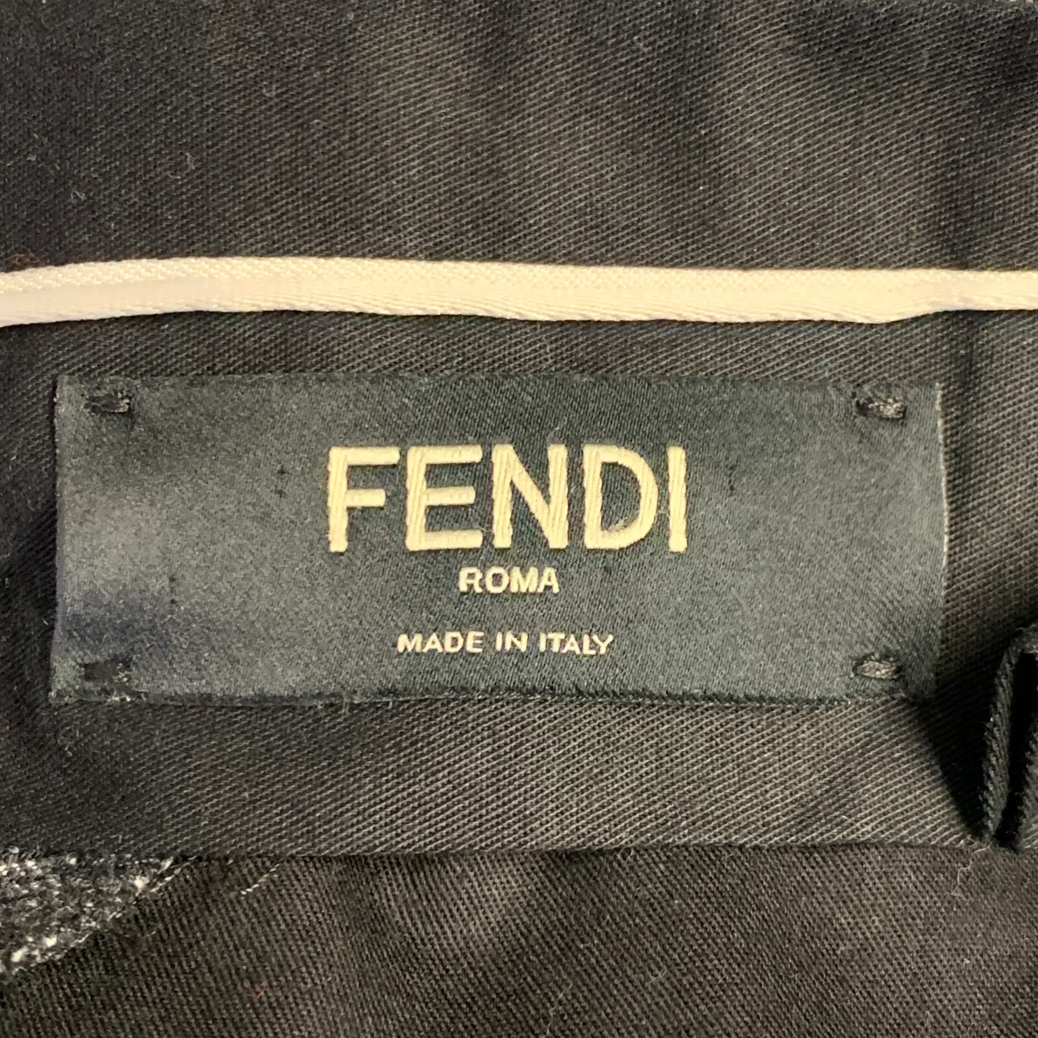 FENDI Size 30 Black Grey Glenplaid Cotton Wool Flat Front Dress Pants - Image 5