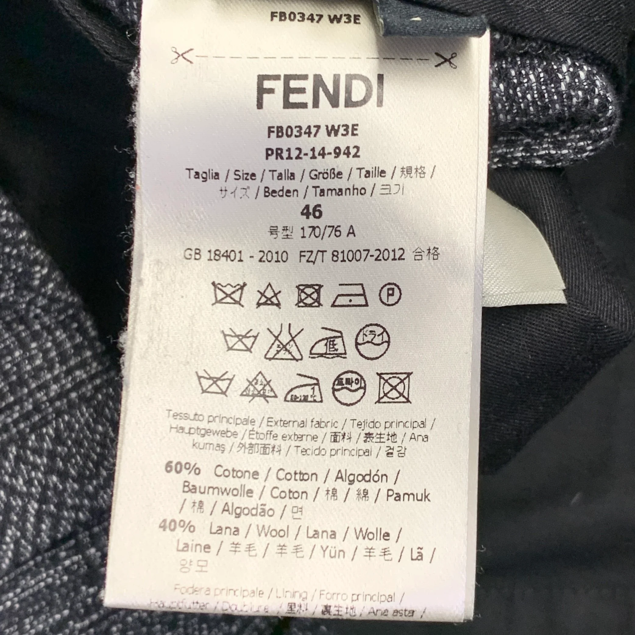 FENDI Size 30 Black Grey Glenplaid Cotton Wool Flat Front Dress Pants - Image 7