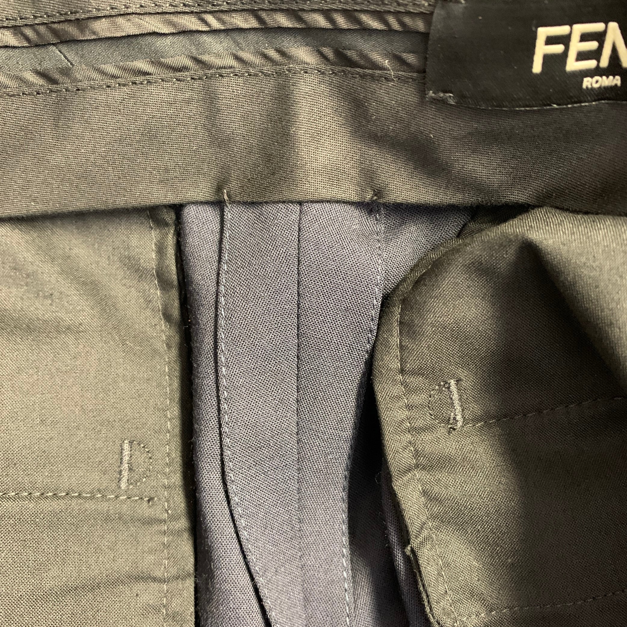 FENDI Size 30 Navy Wool Blend Flat Front Straight Zip Fly Dress Pants - Image 7