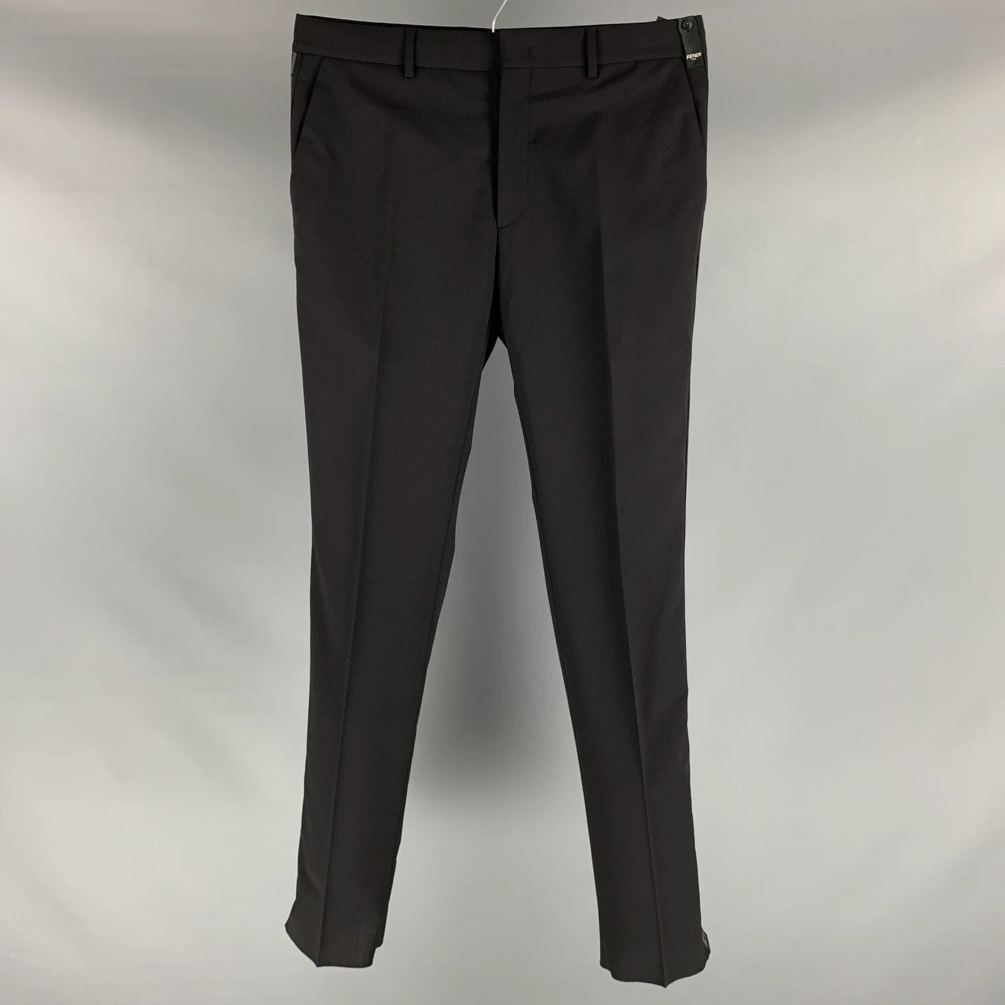 FENDI Size 34 Black Solid Wool Elastane Zip Fly Dress Pants