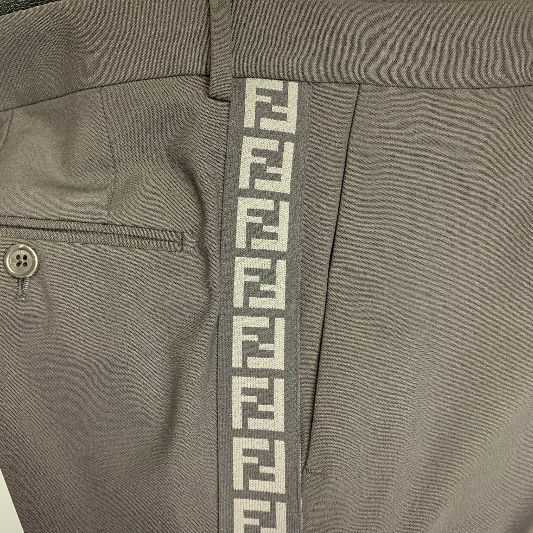 FENDI Size 34 Black Solid Wool Elastane Zip Fly Dress Pants - Image 3