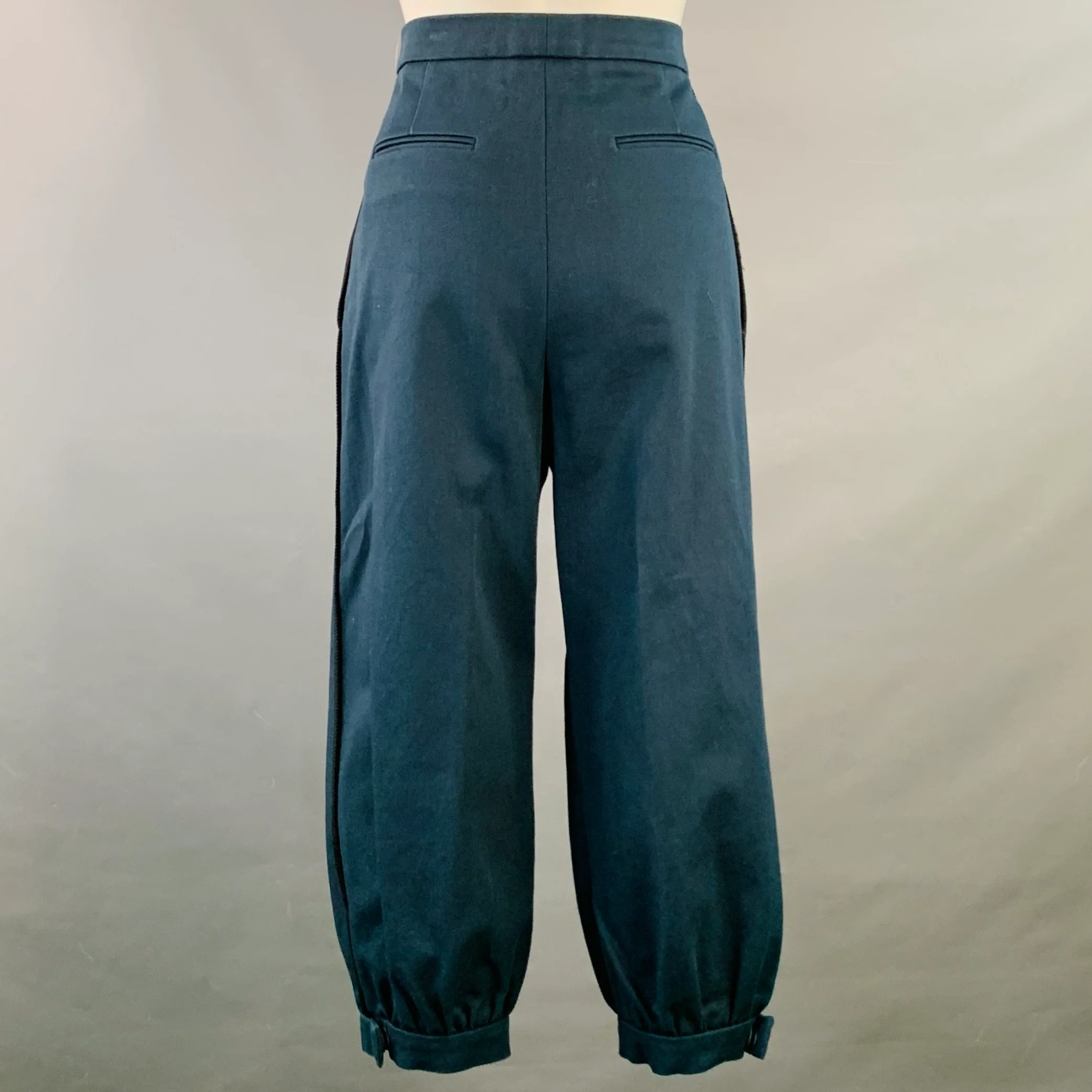 FENDI Size 4 Navy Cotton Twill Pleated Dress Pants - Image 3