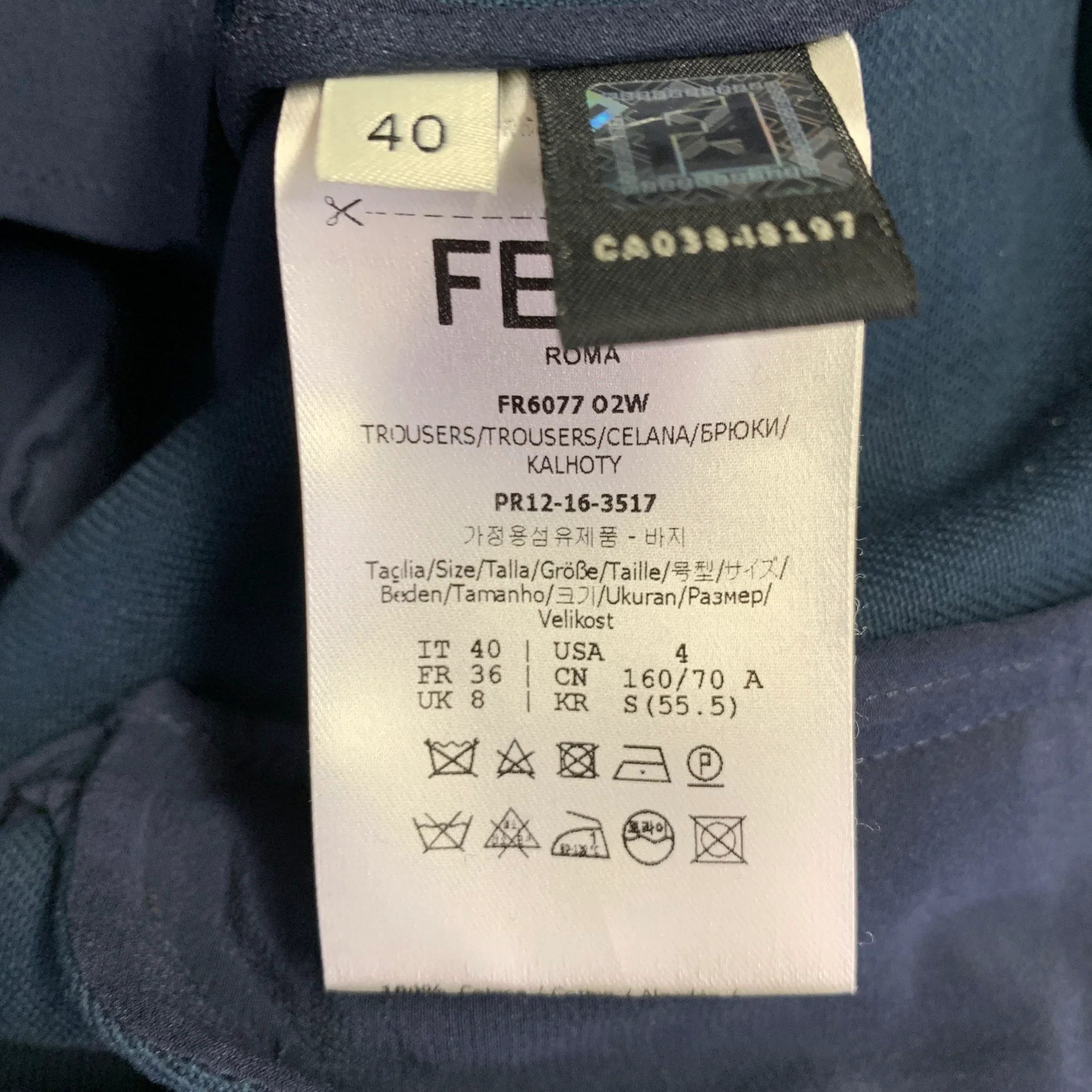 FENDI Size 4 Navy Cotton Twill Pleated Dress Pants - Image 7