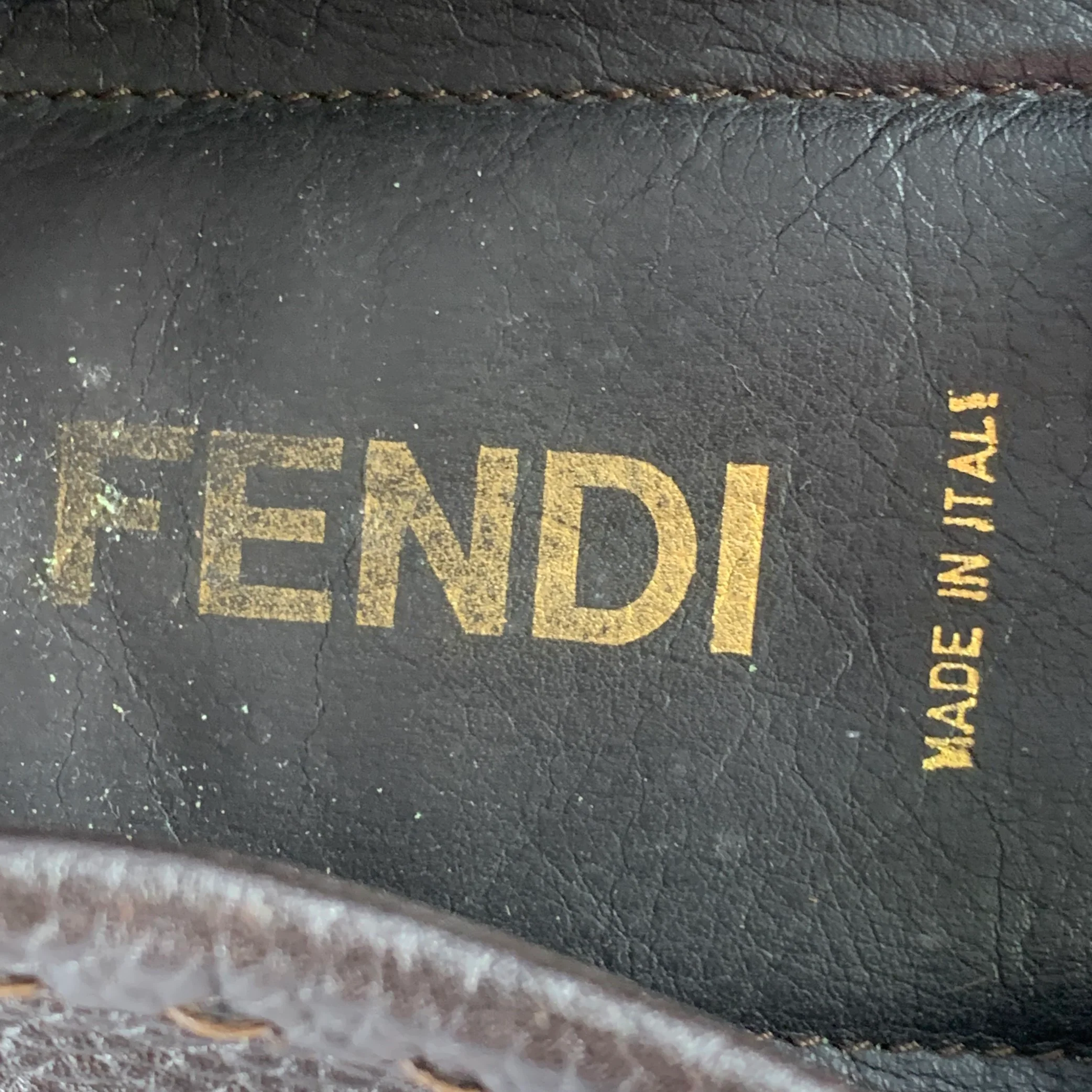 FENDI Size 8.5 Brown Pebble Grain Leather Drivers Loafers - Image 7