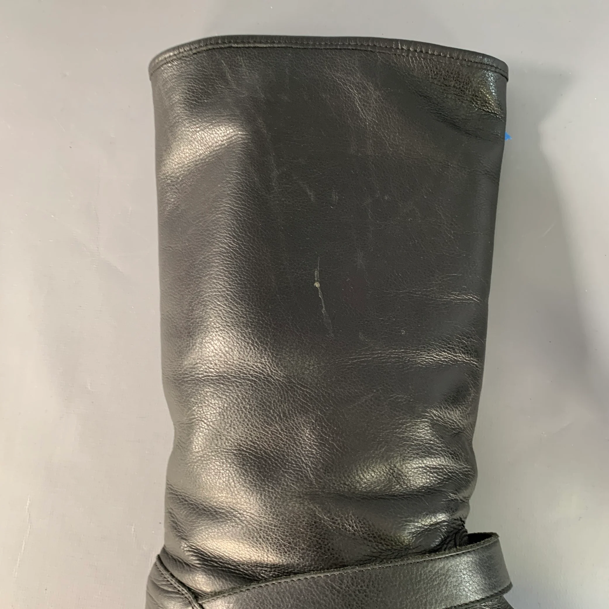 FENDI Size 9 Black Leather Shearling Lined Pull On Buckle Boots - Image 7