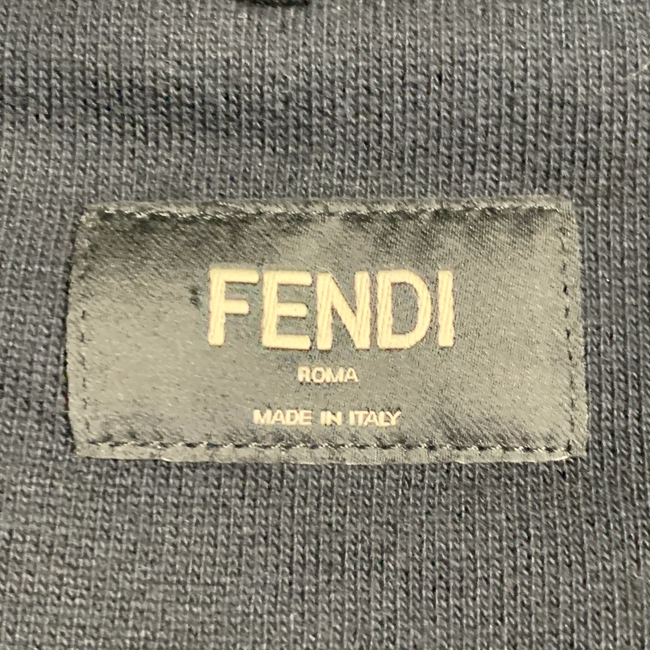 FENDI Size L Black White Yellow Insect Applique Cotton Hoodie Sweatshirt - Image 5