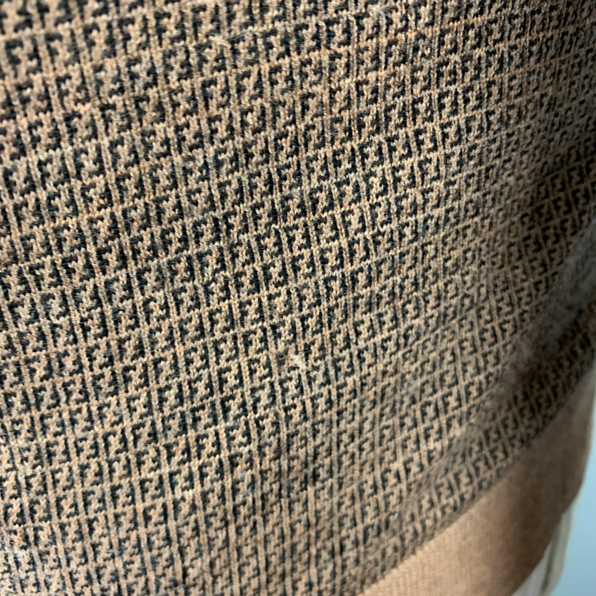 FENDI Size L Tan Brown Monogram Wool Crew Neck Pullover - Image 5