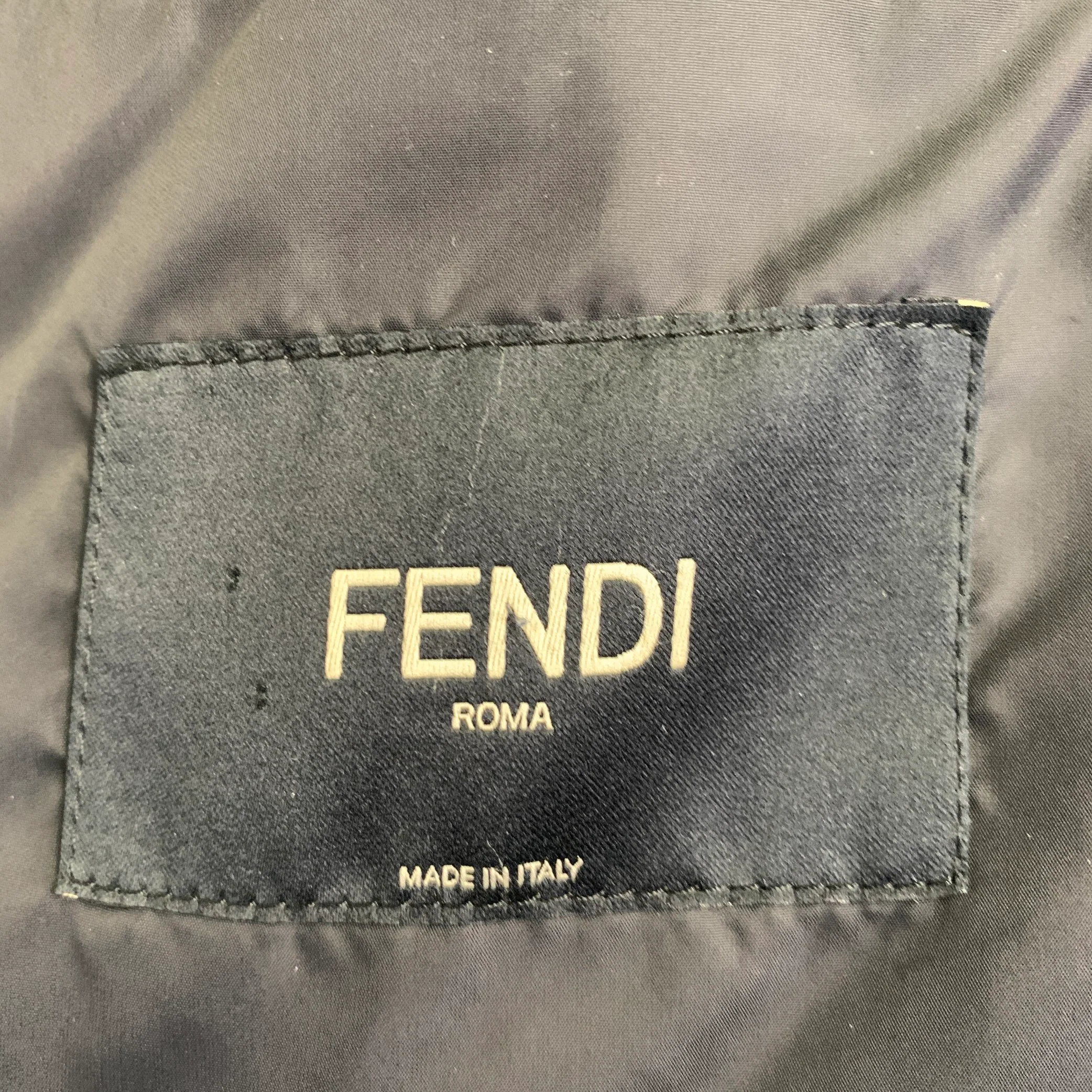 FENDI Size M Black Nylon Padded Hidden Hood Zip Snaps Jacket - Image 6