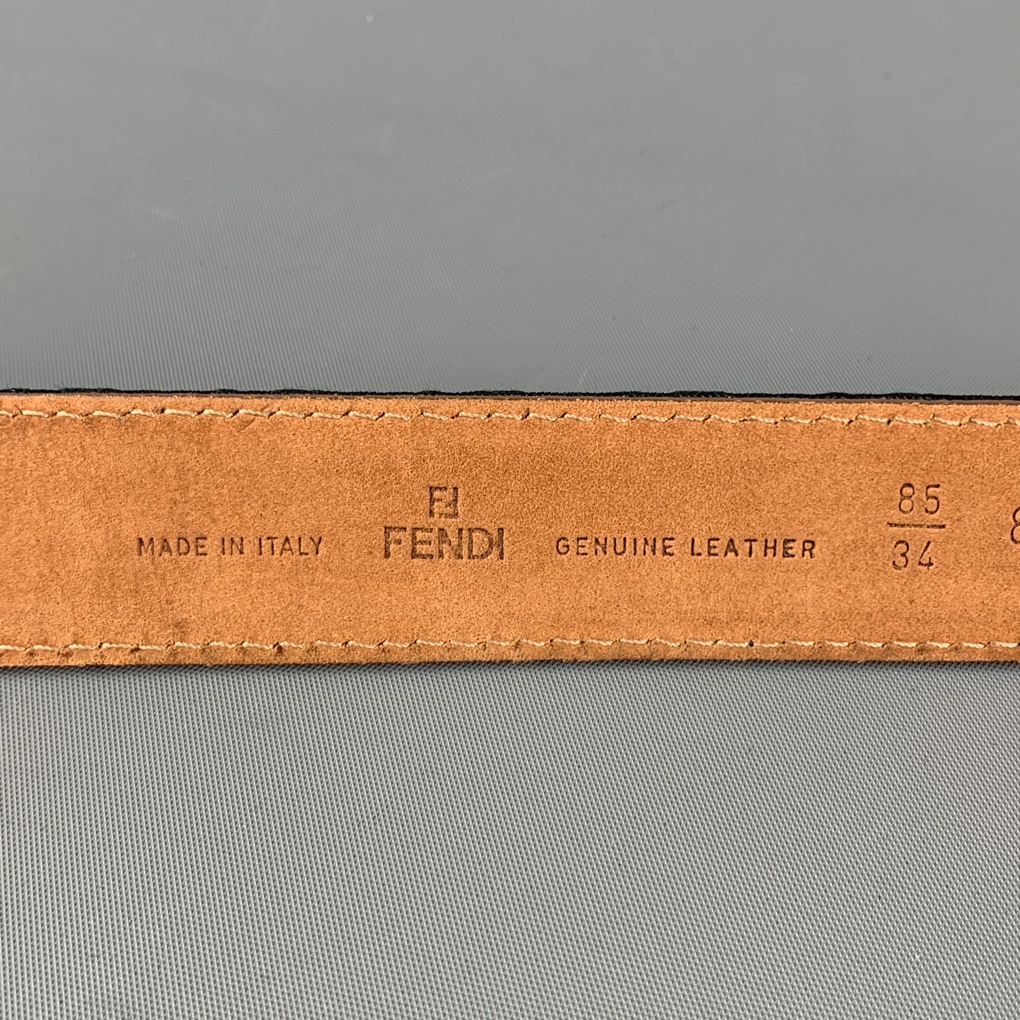 FENDI Waist Size M Black Monogram Canvas Leather Belt - Image 5