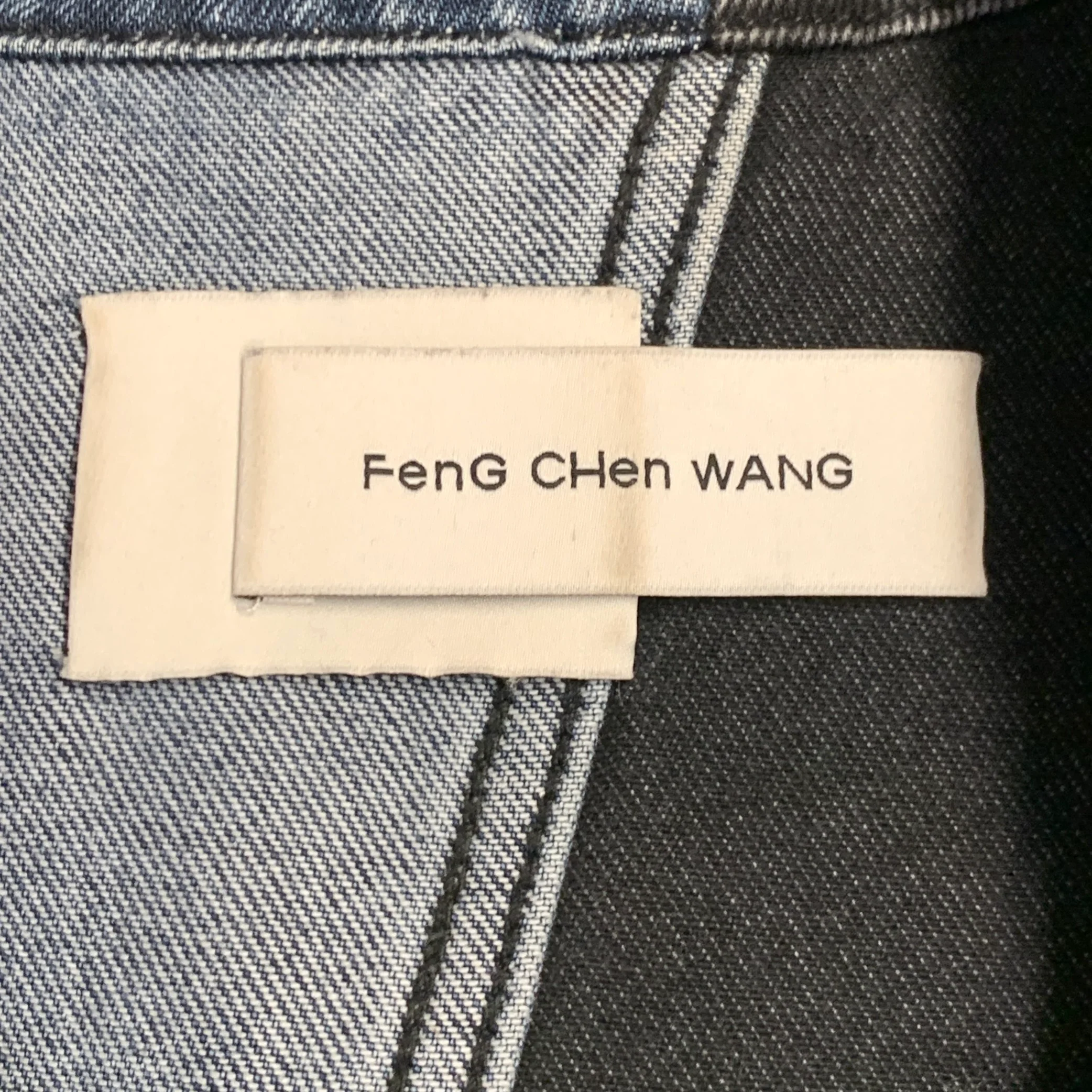 FENG CHEN WANG Size XL Black Indigo Patchwork Cotton Short Sleeve Shirt - Image 4