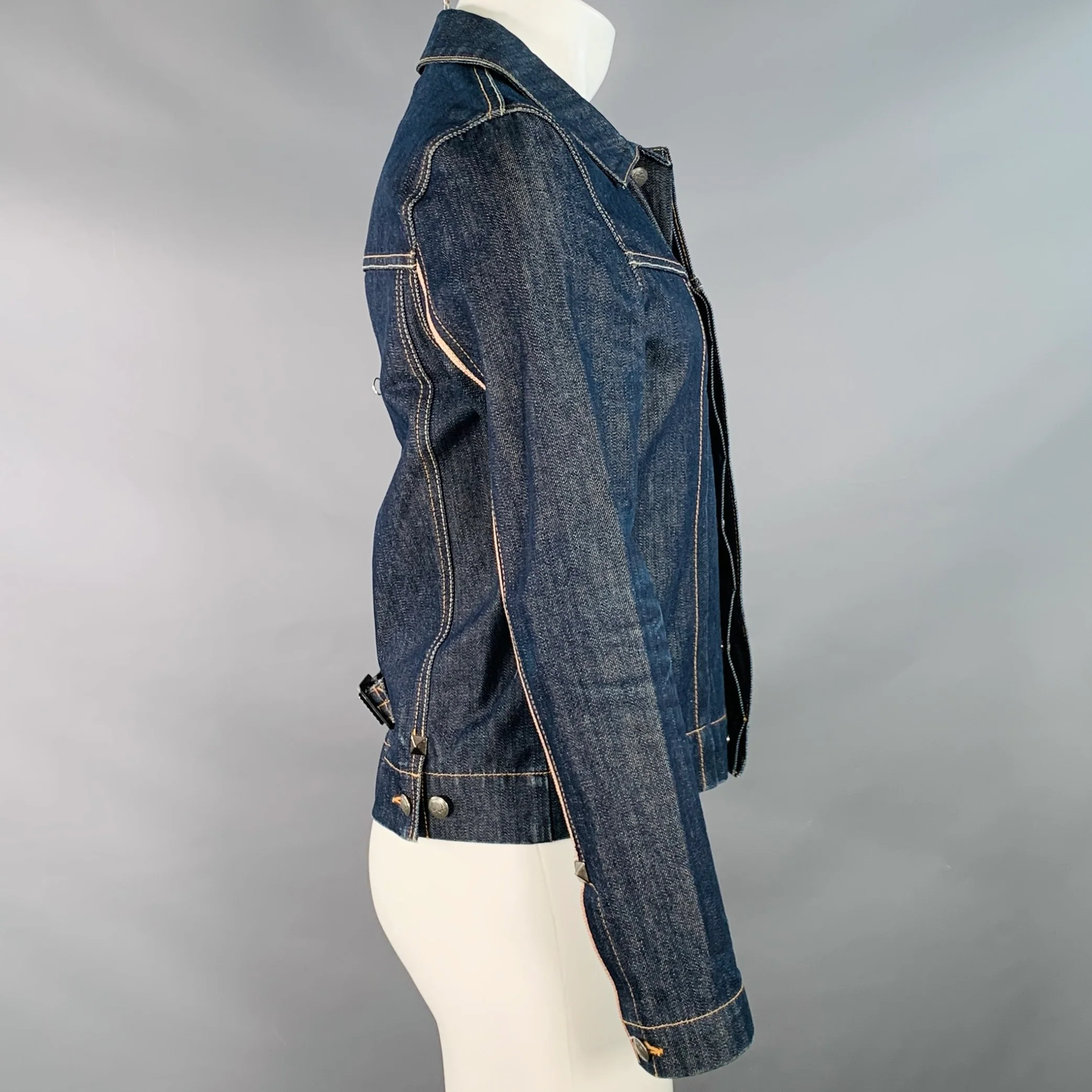 FIBEROPS Size S Blue Indigo Contrast Stitch Cotton Jacket - Image 3