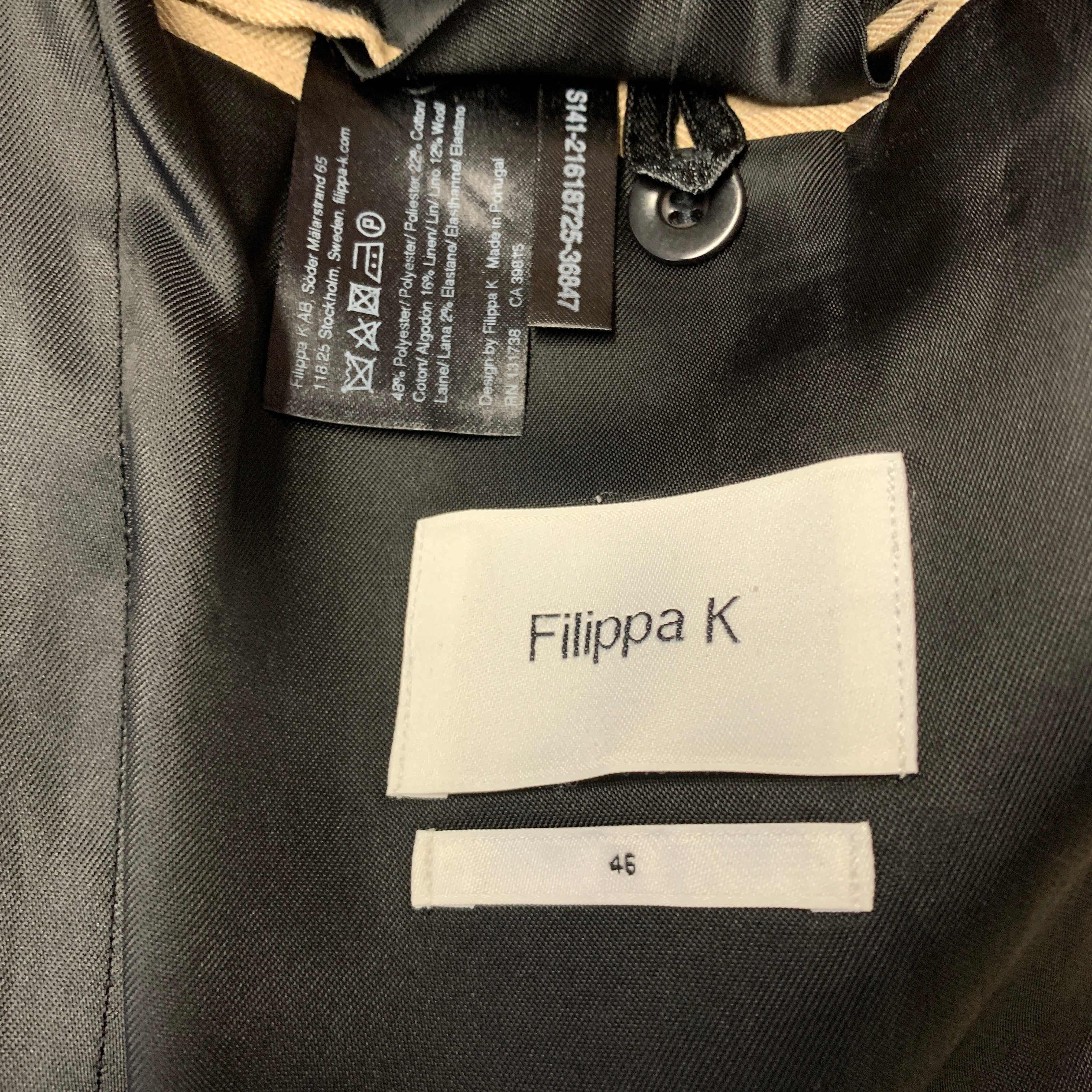 FILIPPA K Size 36 Khaki Polyester Blend Notch Lapel Suit - Image 11