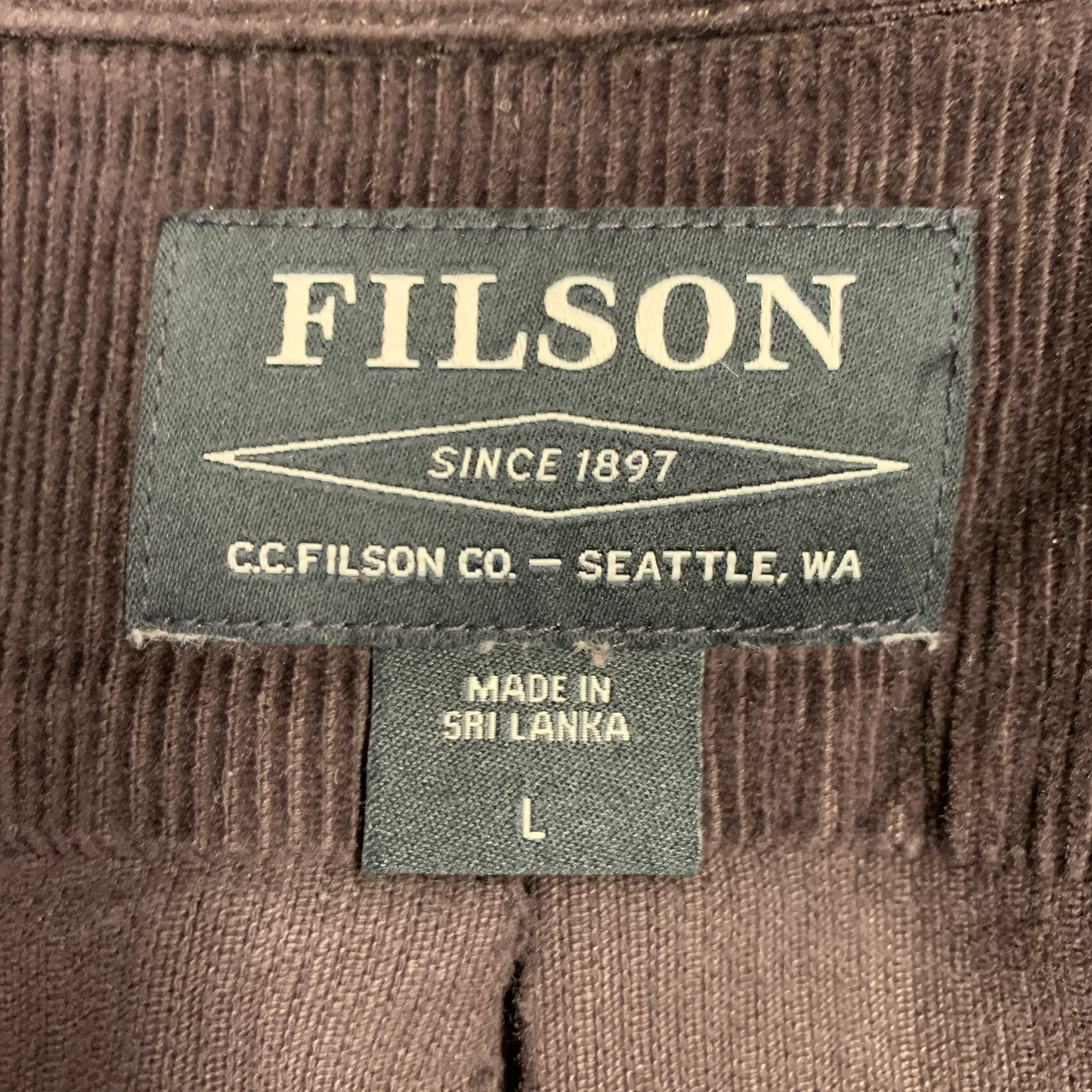 FILSON Size L Brown Corduroy Cotton Two Pockets Long Sleeve Shirt - Image 6