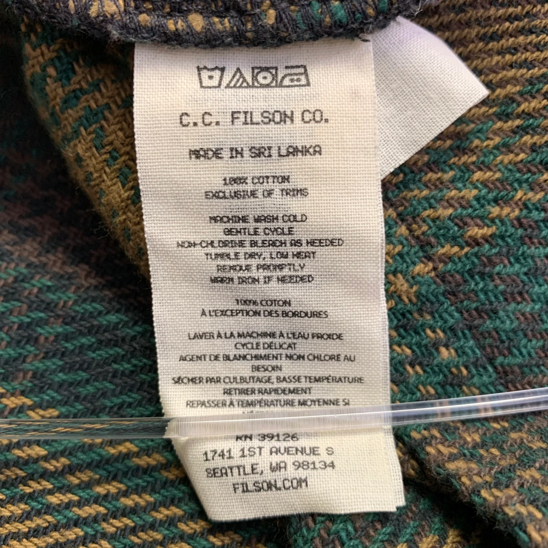FILSON Size L Deer Island Ranch Green Olive Plaid Cotton Shirt Jacket - Image 5
