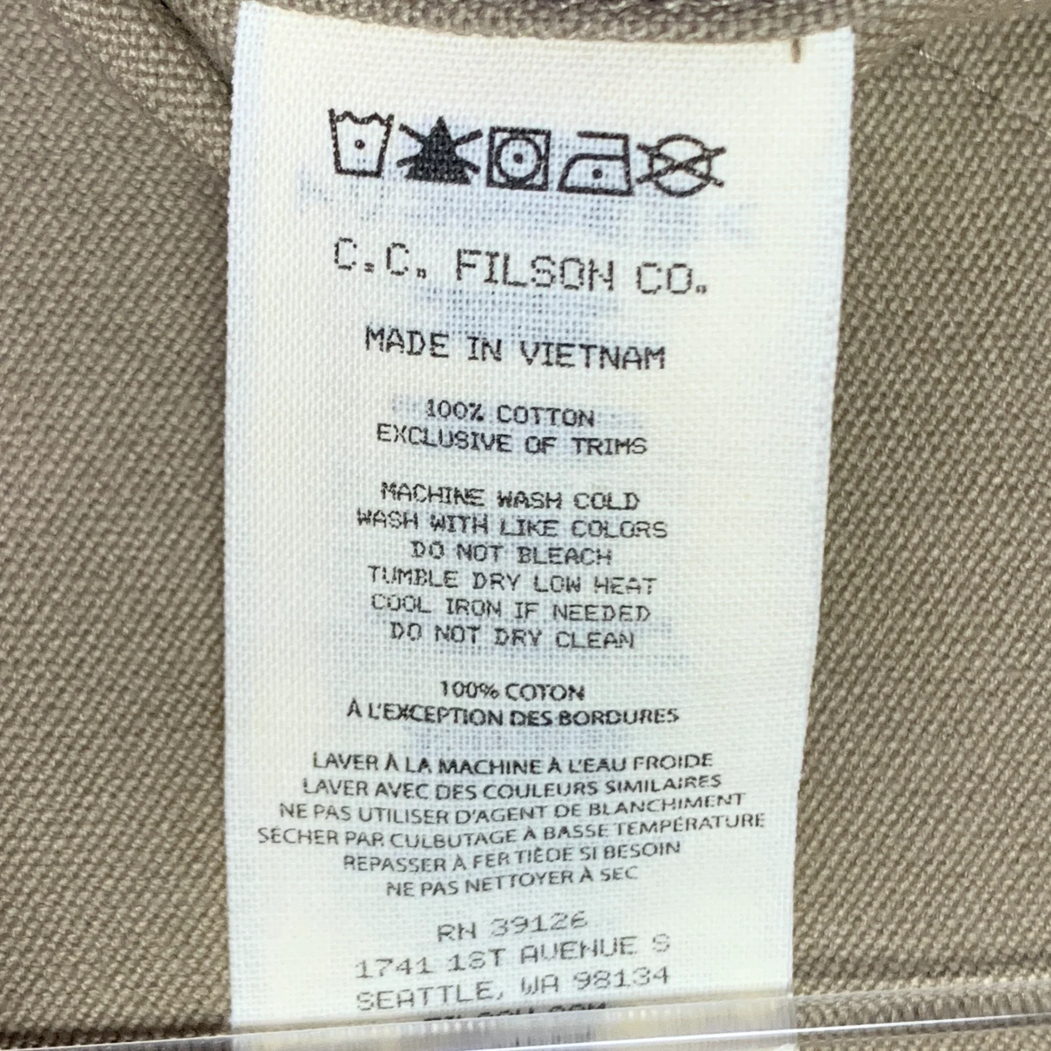 FILSON Size L Khaki Cotton Snaps Utility Coat - Image 6