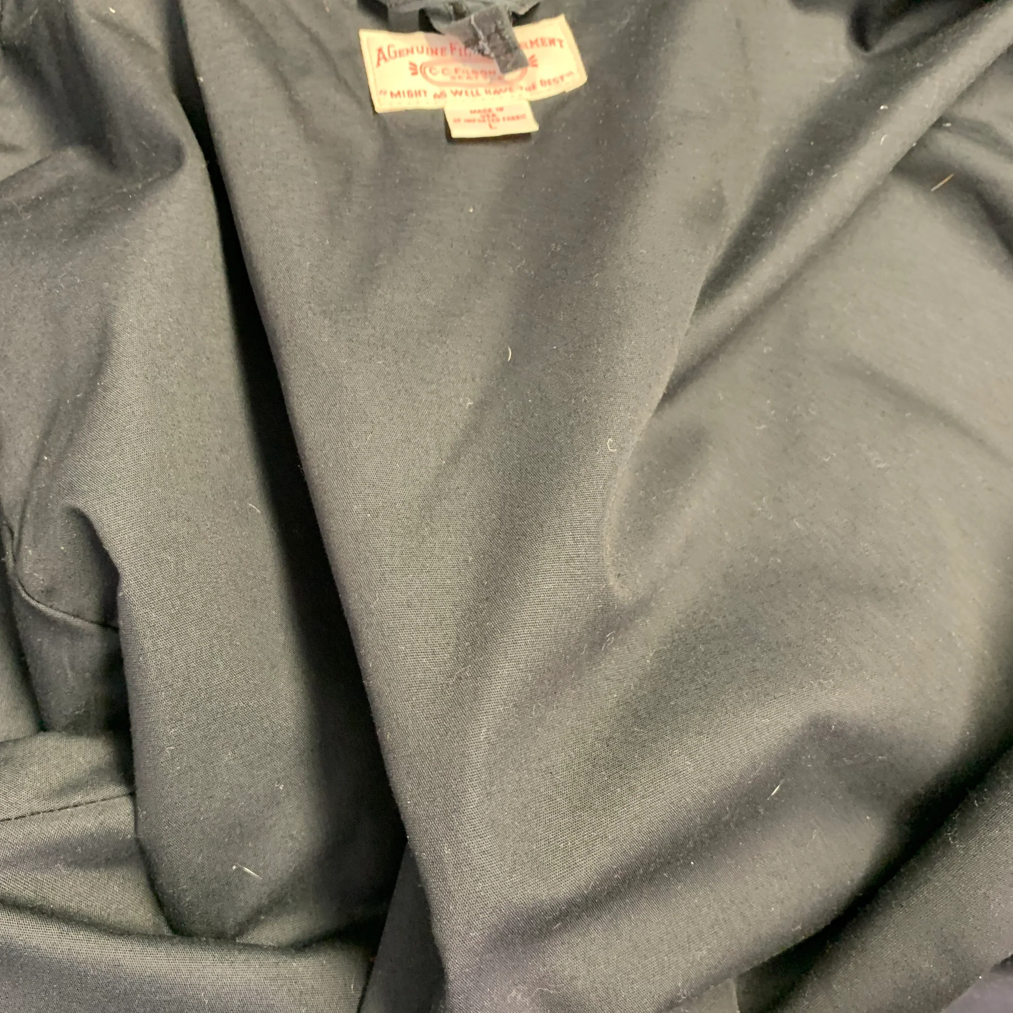 FILSON Size L Navy Waxed Cotton Zip Up Jacket - Image 7