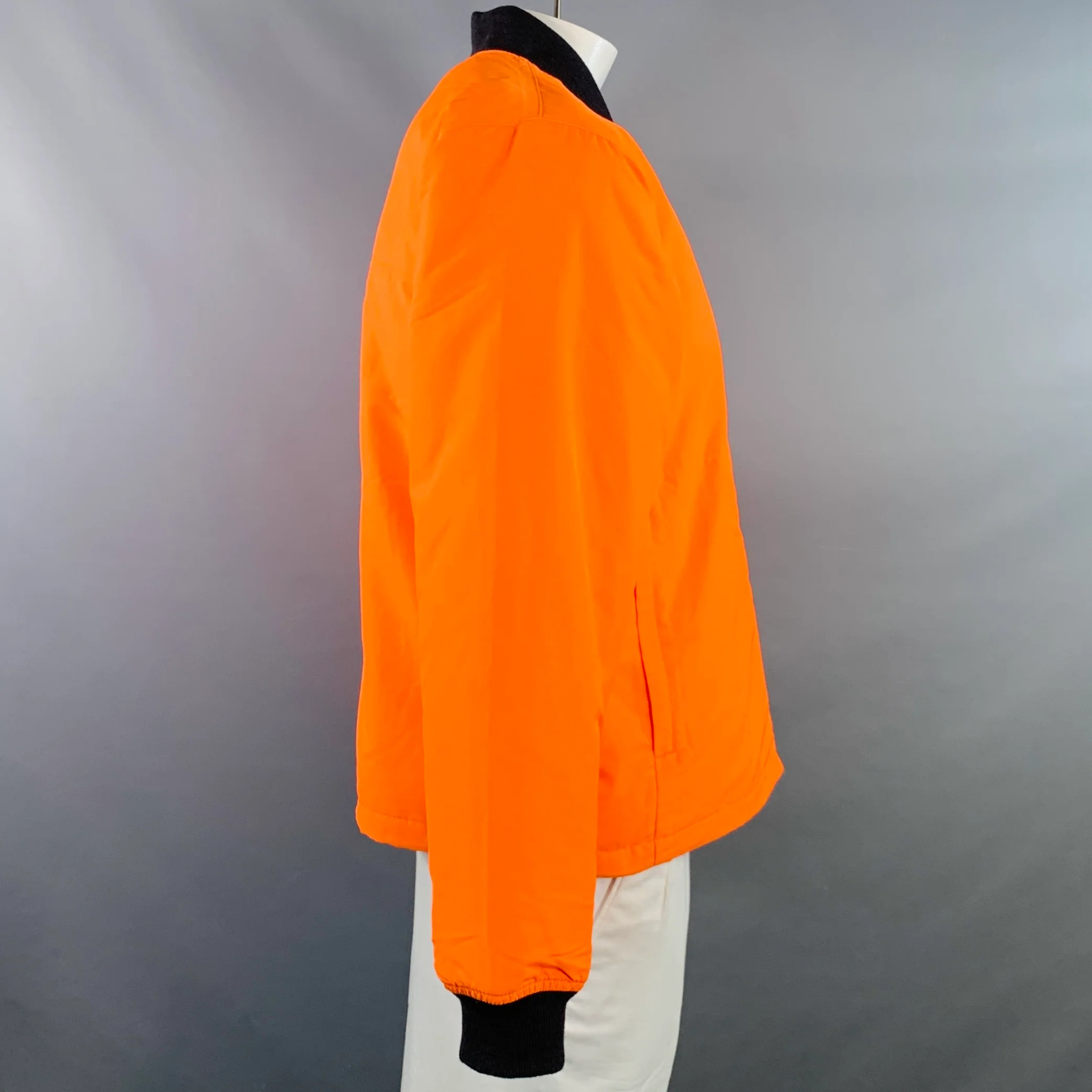 FILSON Size L Orange Black Polyester Blend Zip Up Bomber Jacket - Image 2