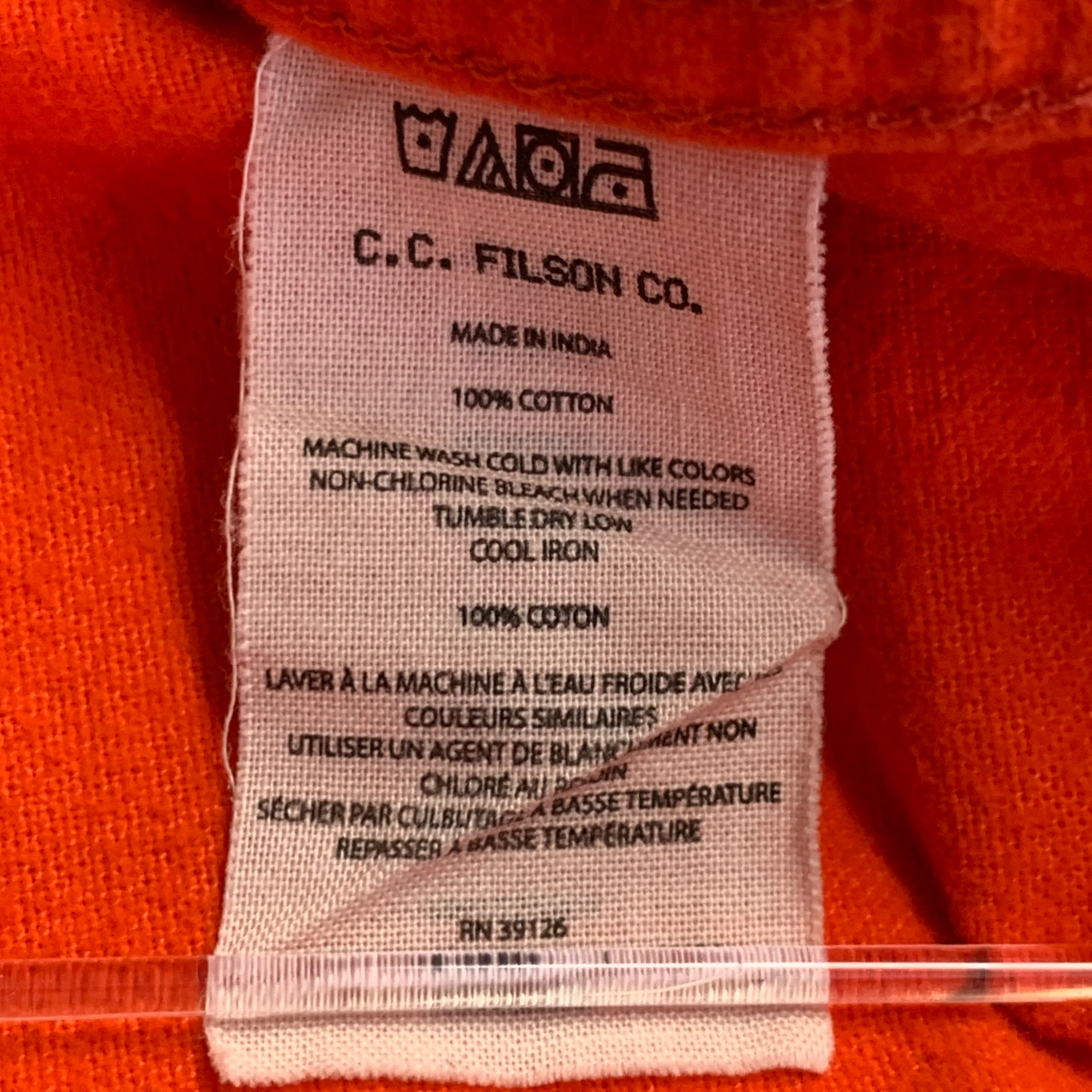 FILSON Size M Orange Cotton Two Pockets Long Sleeve Shirt - Image 6